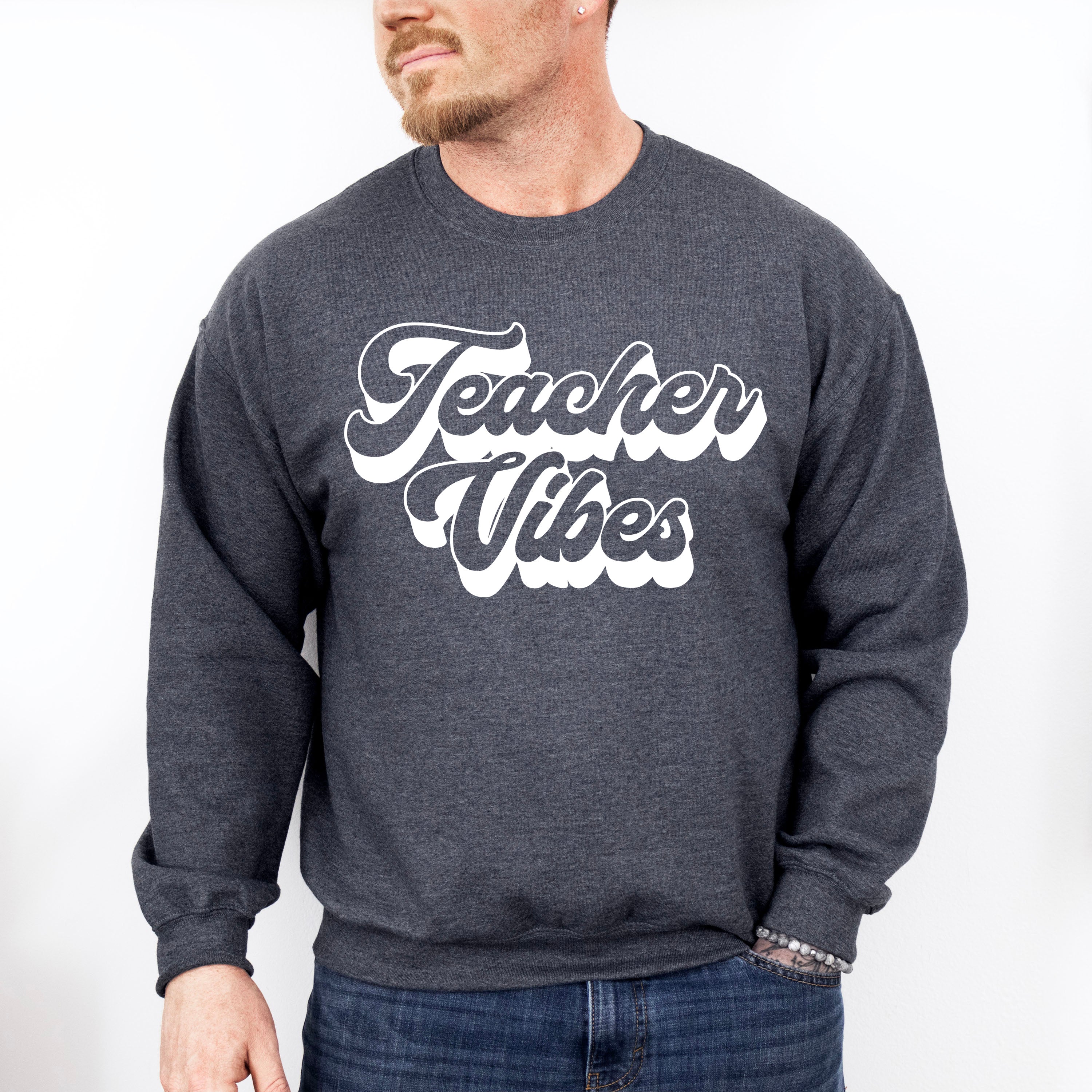 Teacher Vibes Design - Teacher Unisex Crewneck T-Shirt Sweatshirt Hoodie