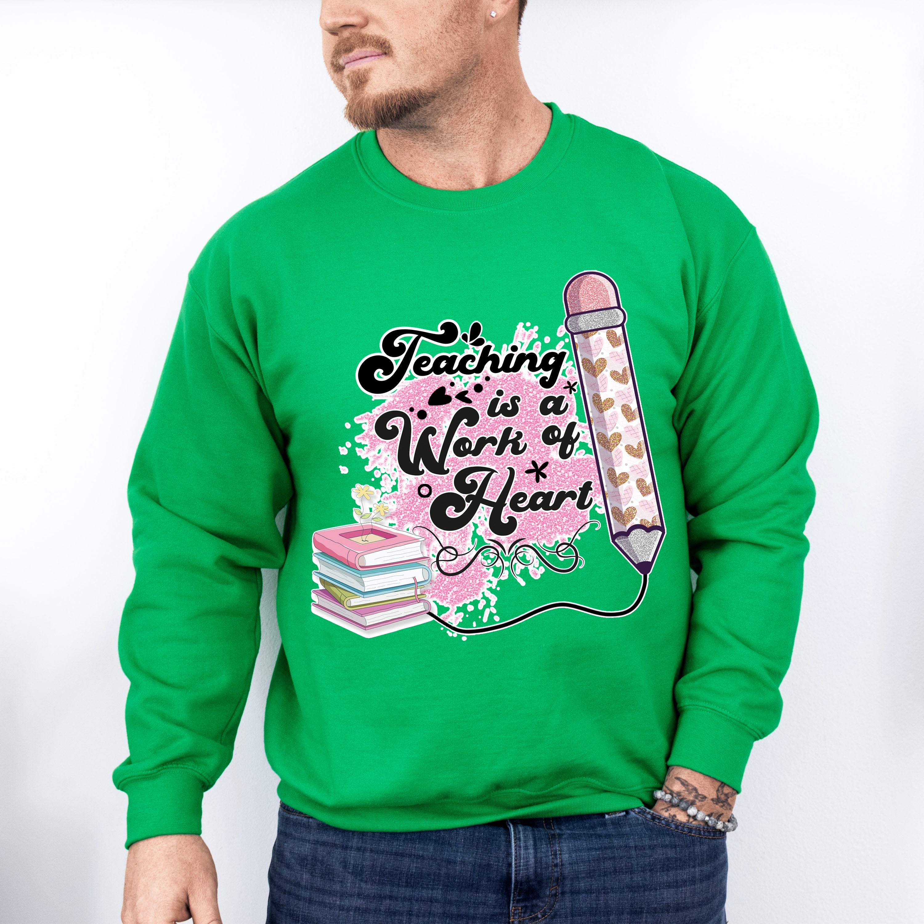 Teaching is a Work of Heart Design - Teacher Unisex Crewneck T-Shirt Sweatshirt Hoodie