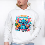 Stitch Hello Summer Design - Summer Theme Unisex Crewneck T-Shirt Sweatshirt Hoodie