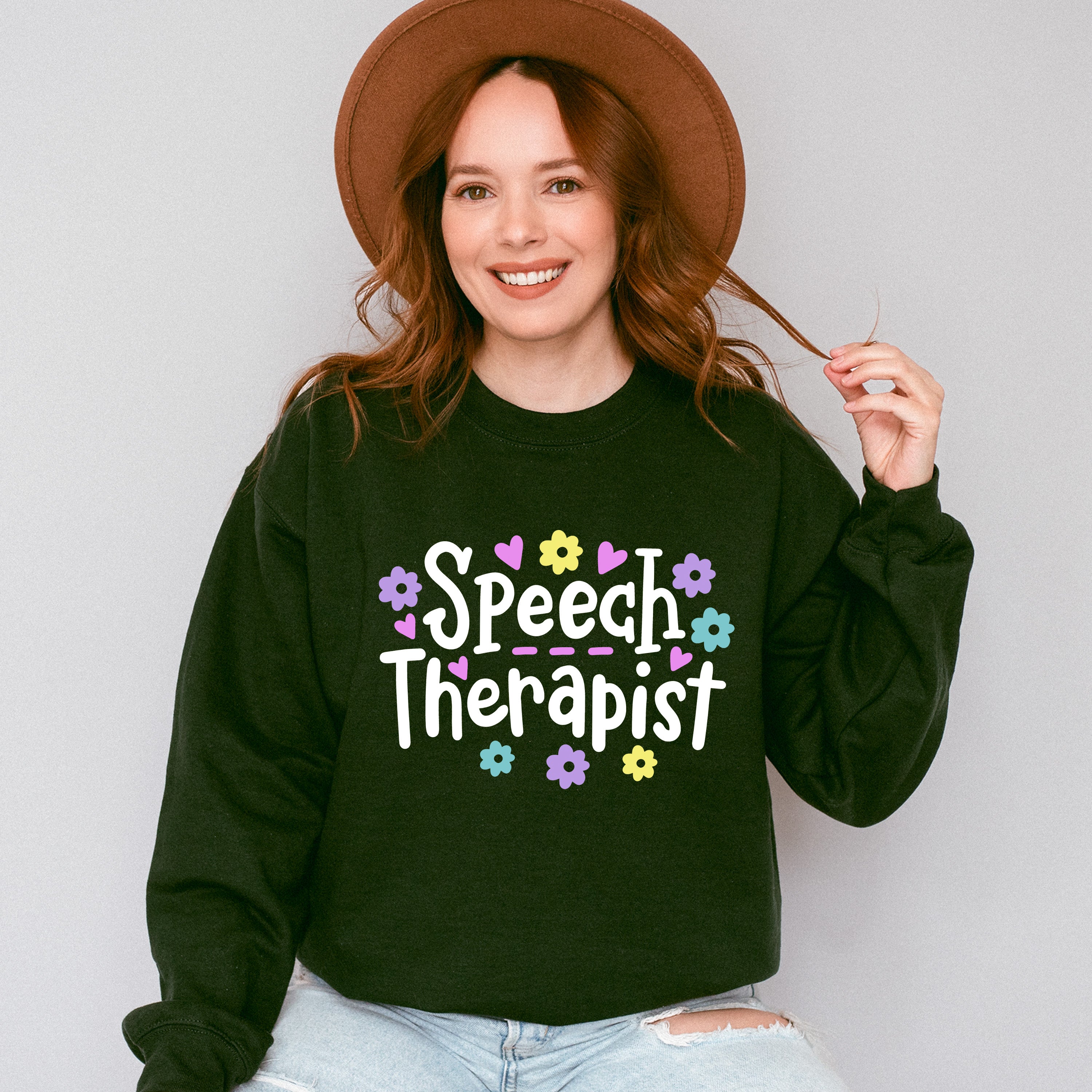 Flower Speech Therapist  Design - Therapy Unisex Crewneck T-Shirt Sweatshirt Hoodie