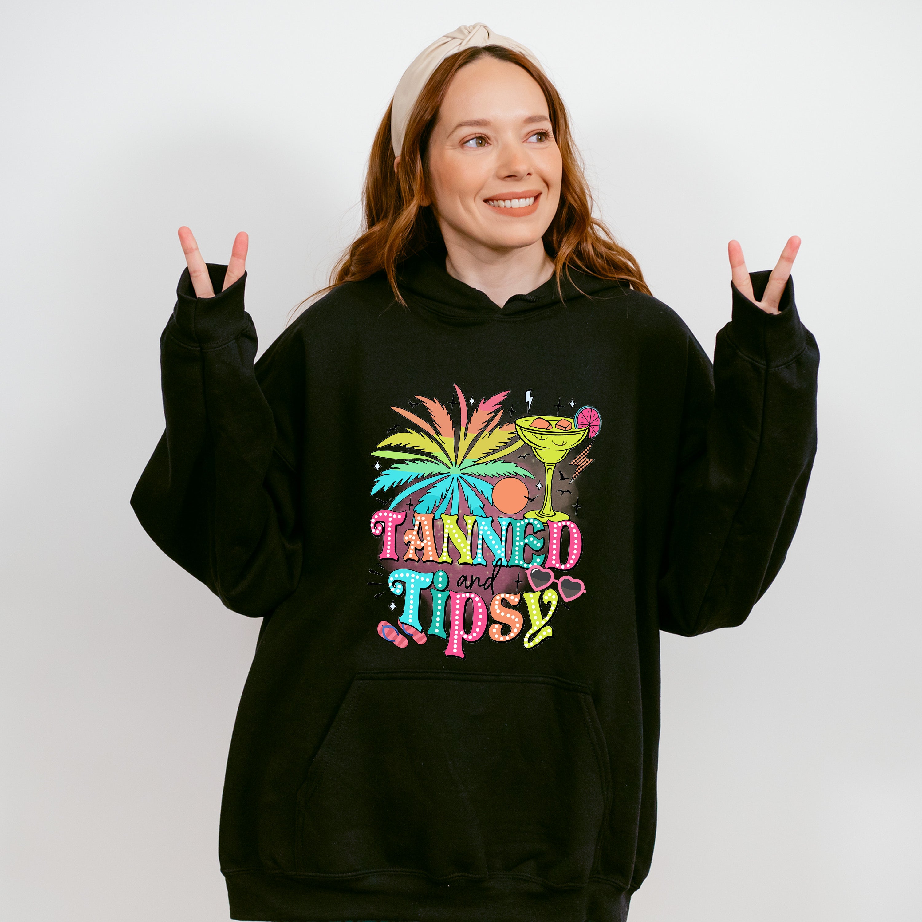 Tanned and Tipsy Design - Summer Theme Unisex Crewneck T-Shirt Sweatshirt Hoodie