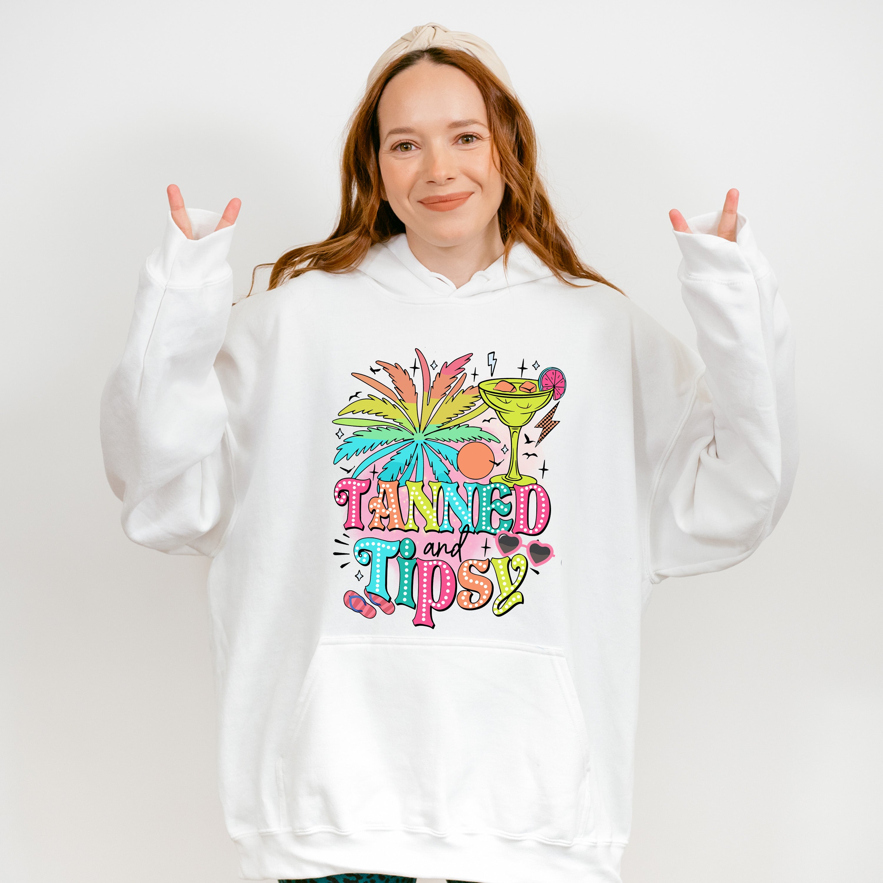 Tanned and Tipsy Design - Summer Theme Unisex Crewneck T-Shirt Sweatshirt Hoodie
