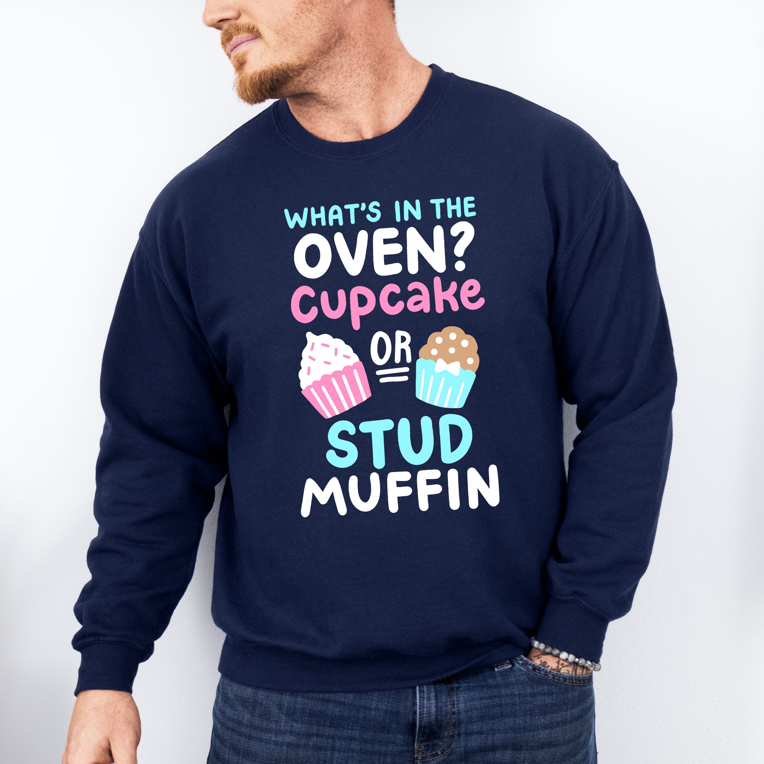 Cupcake Or Stud Muffin - Gender Reveal Unisex Crewneck T-Shirt Sweatshirt Hoodie