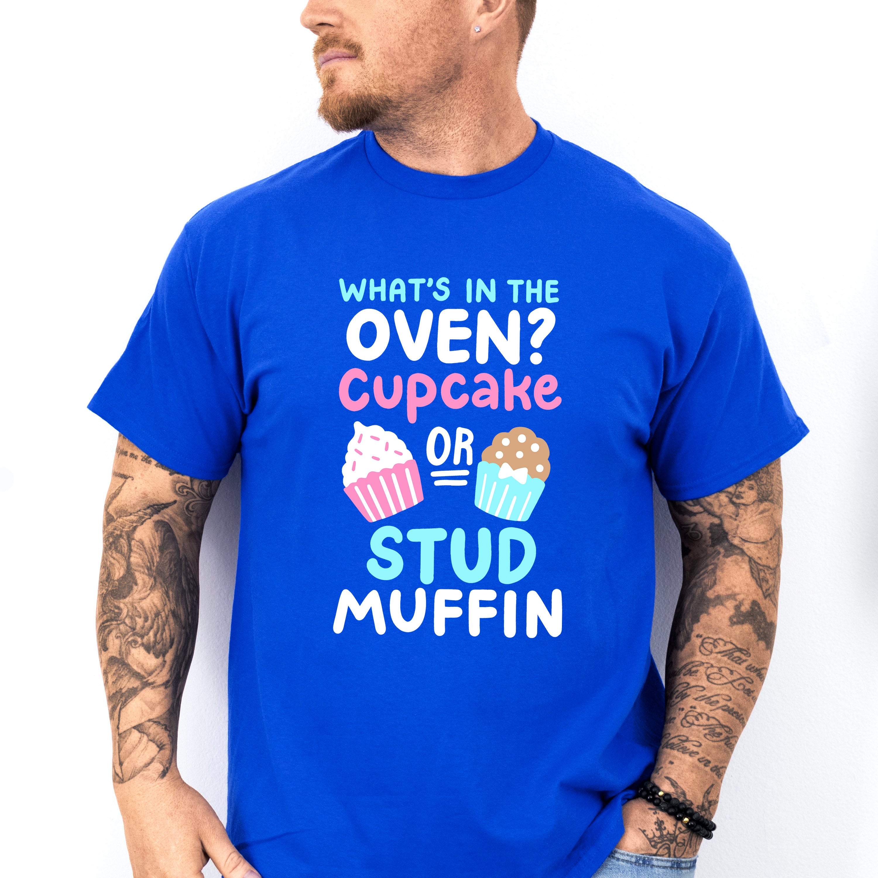 Cupcake Or Stud Muffin - Gender Reveal Unisex Crewneck T-Shirt Sweatshirt Hoodie