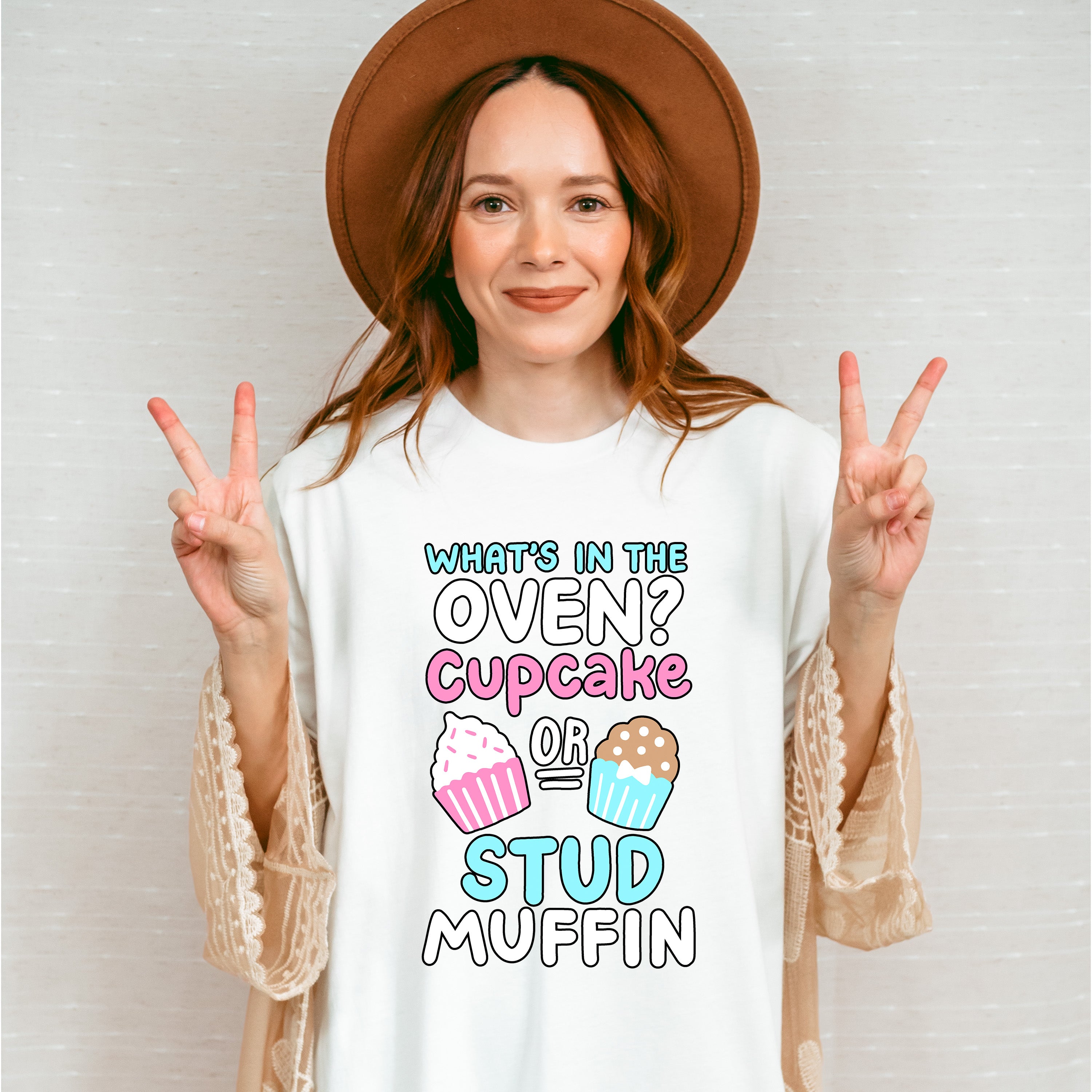 Cupcake Or Stud Muffin - Gender Reveal Unisex Crewneck T-Shirt Sweatshirt Hoodie