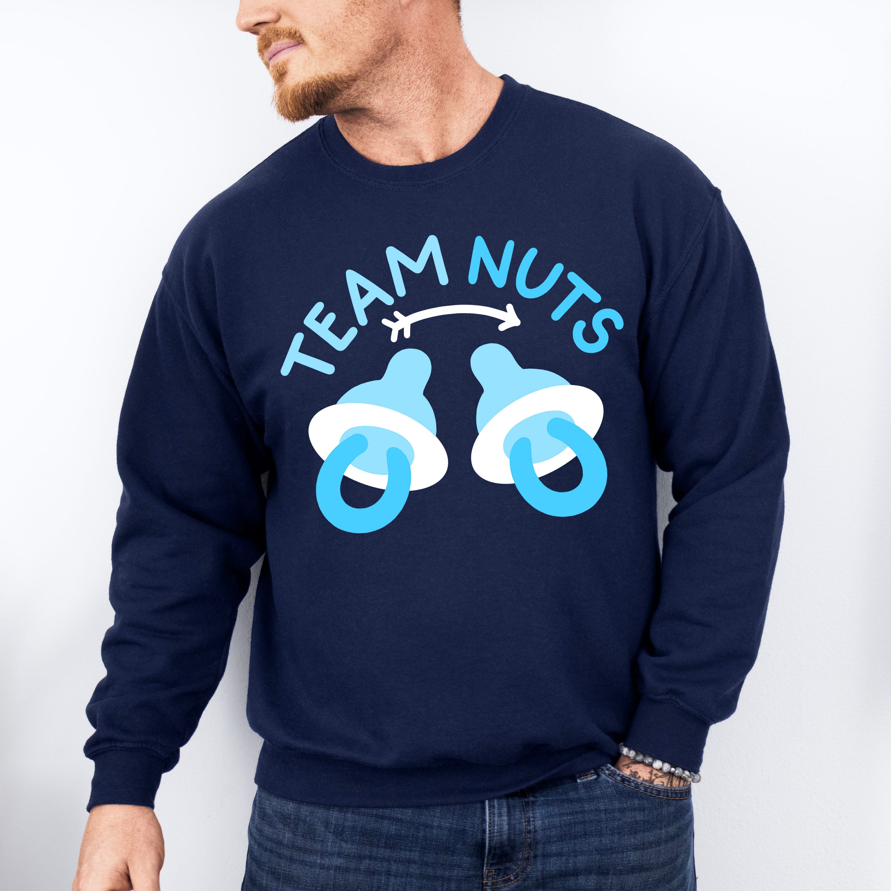 Team Nuts Pacifier - Gender Reveal Unisex Crewneck T-Shirt Sweatshirt Hoodie