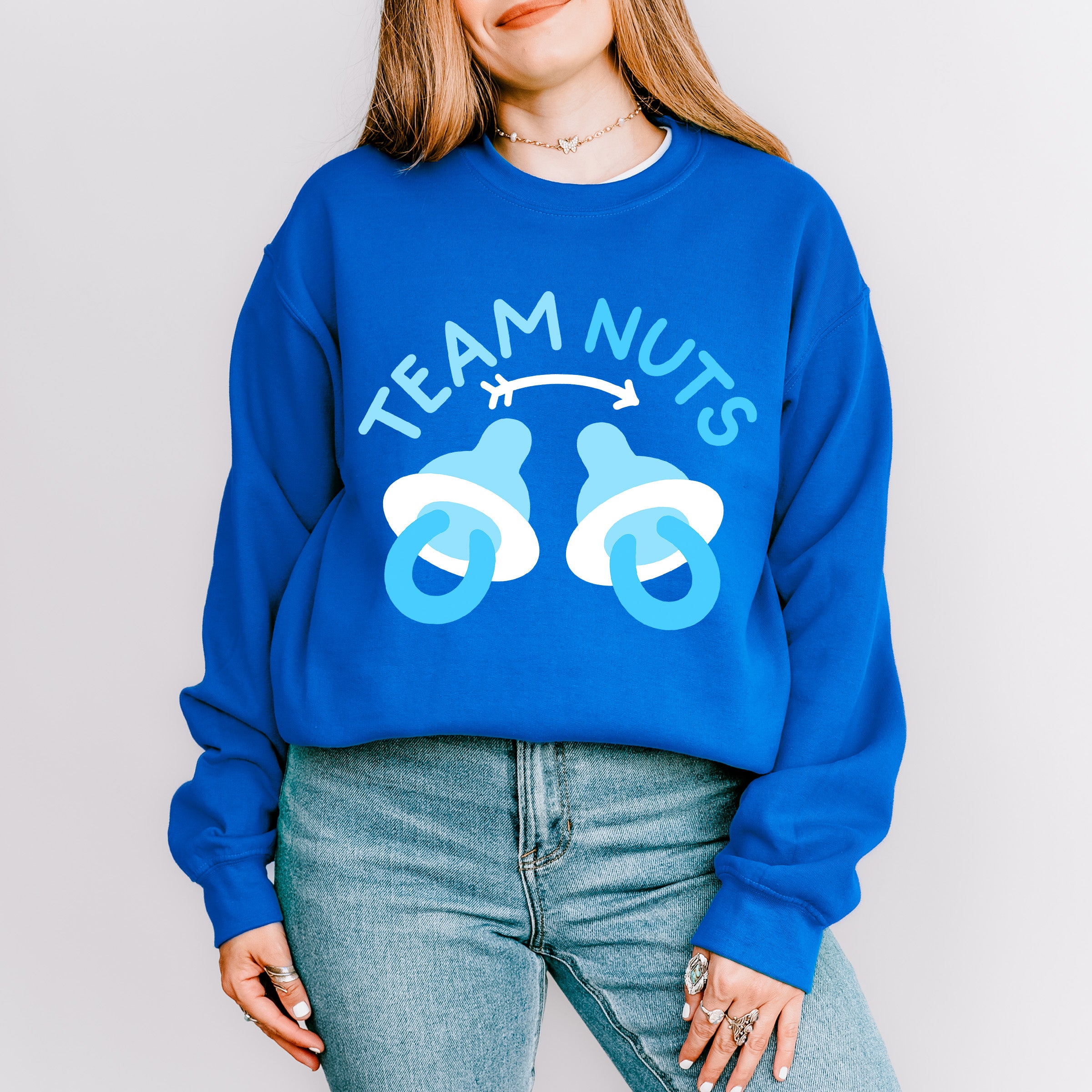 Team Nuts Pacifier - Gender Reveal Unisex Crewneck T-Shirt Sweatshirt Hoodie