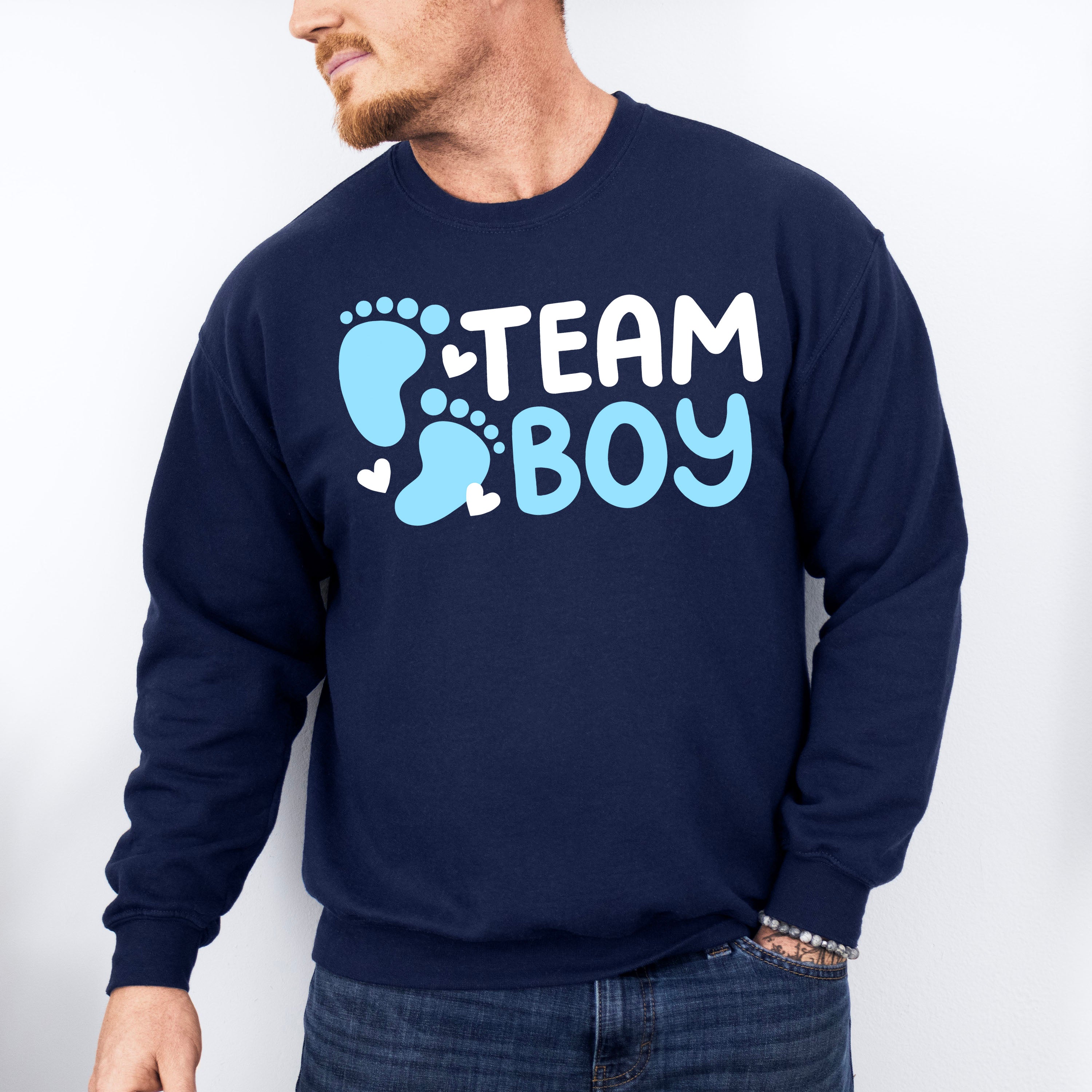 Team Boy Foot Print - Gender Reveal Unisex Crewneck T-Shirt Sweatshirt Hoodie