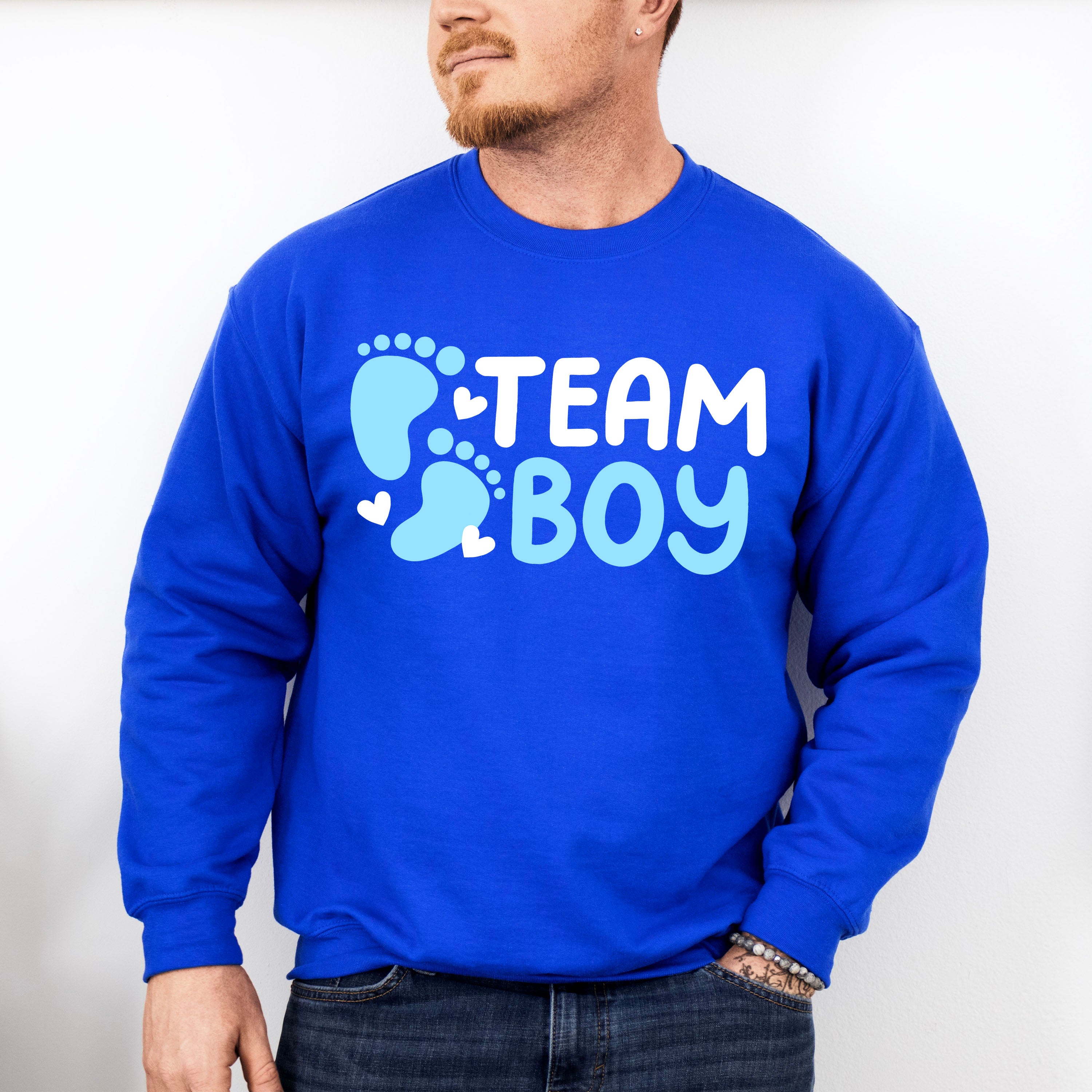 Team Boy Foot Print - Gender Reveal Unisex Crewneck T-Shirt Sweatshirt Hoodie