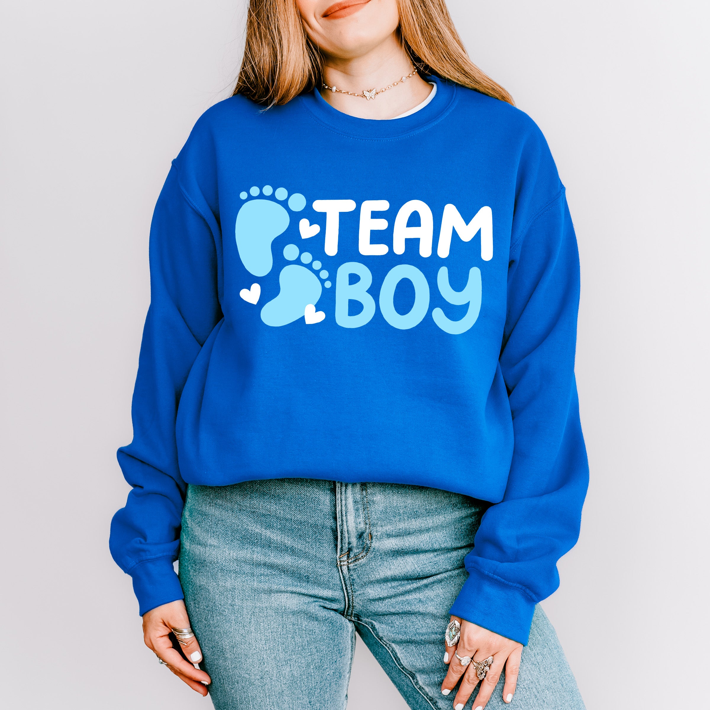 Team Boy Foot Print - Gender Reveal Unisex Crewneck T-Shirt Sweatshirt Hoodie