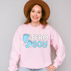 Team Boy Foot Print - Gender Reveal Unisex Crewneck T-Shirt Sweatshirt Hoodie