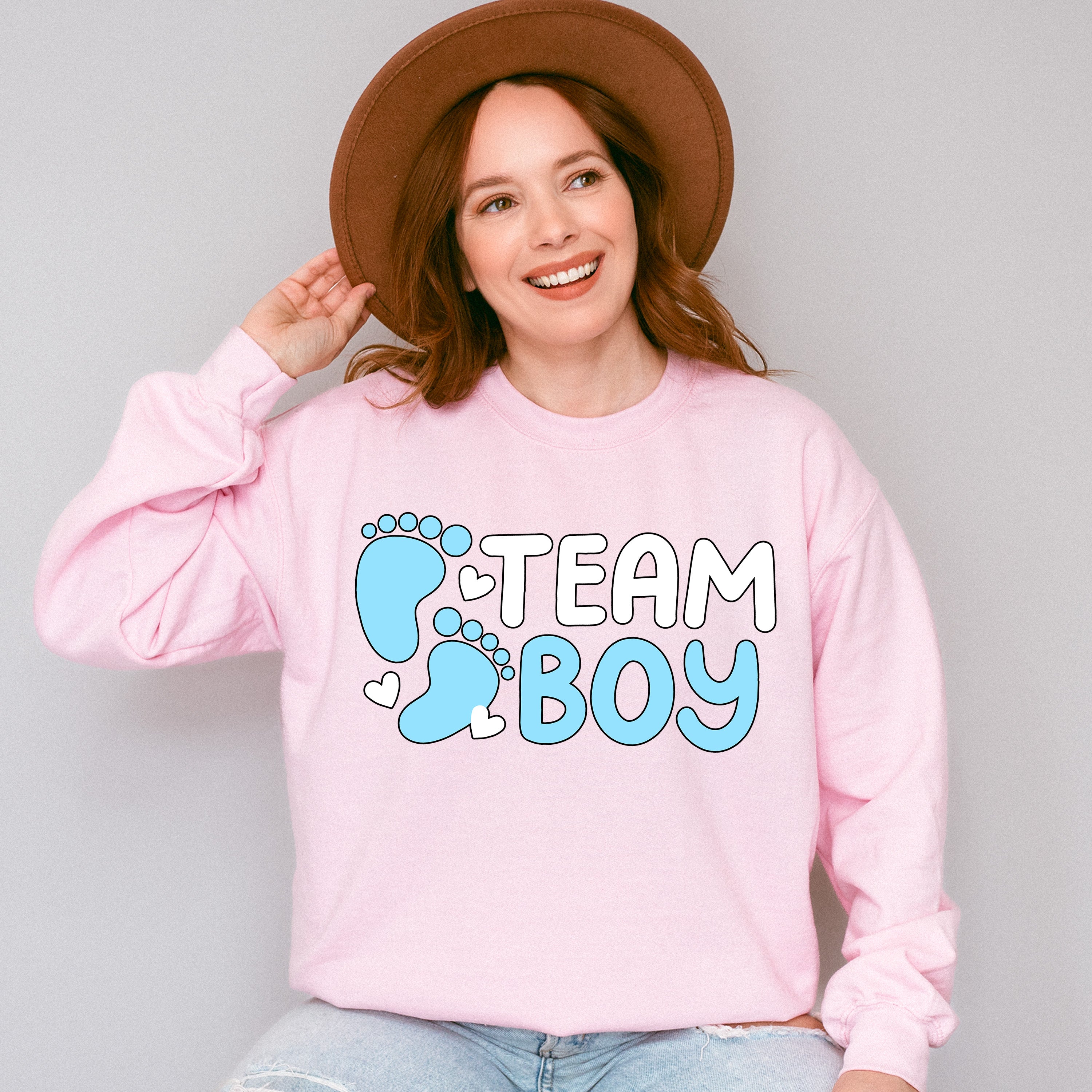 Team Boy Foot Print - Gender Reveal Unisex Crewneck T-Shirt Sweatshirt Hoodie