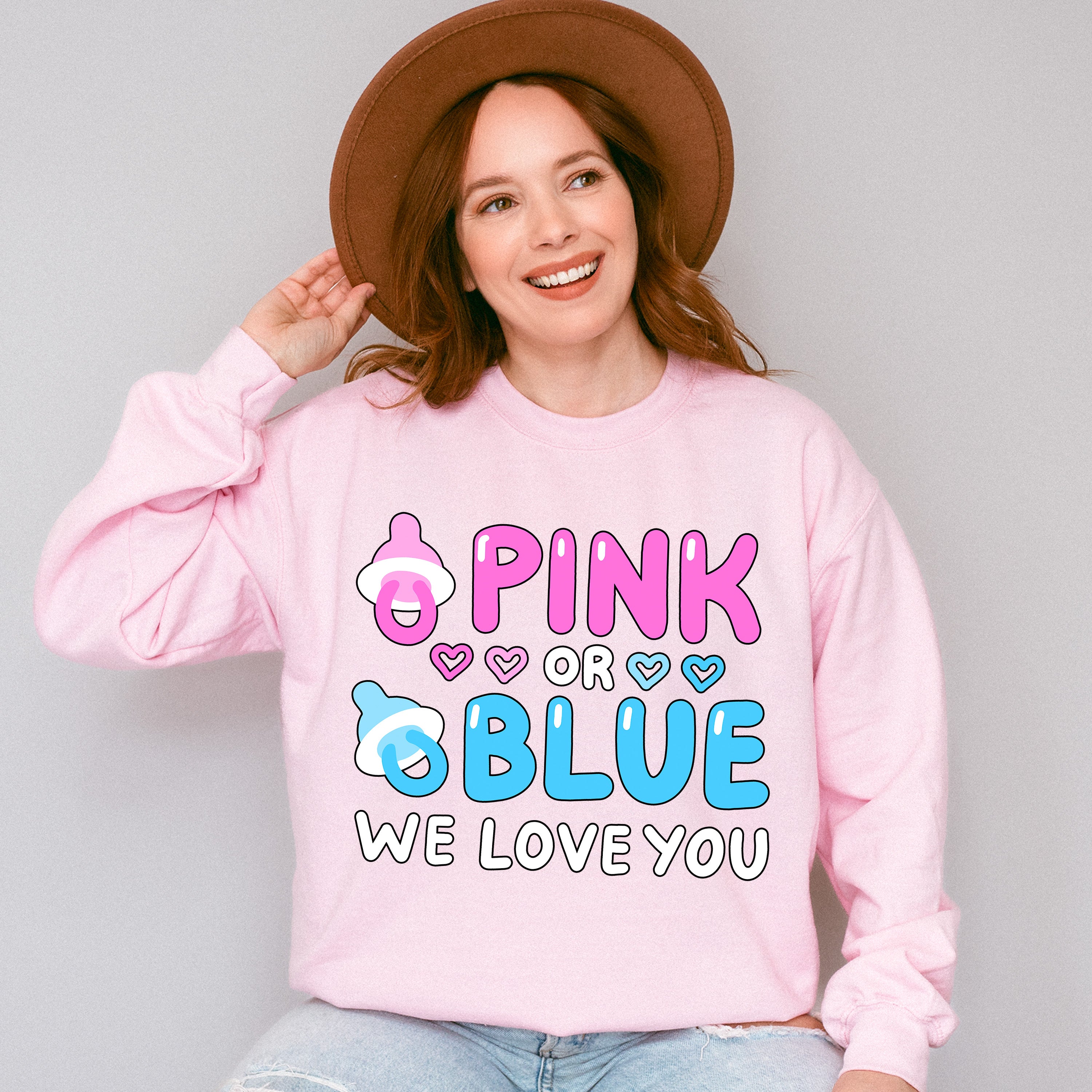 Pink Or Blue We Love You - Gender Reveal Unisex Crewneck T-Shirt Sweatshirt Hoodie