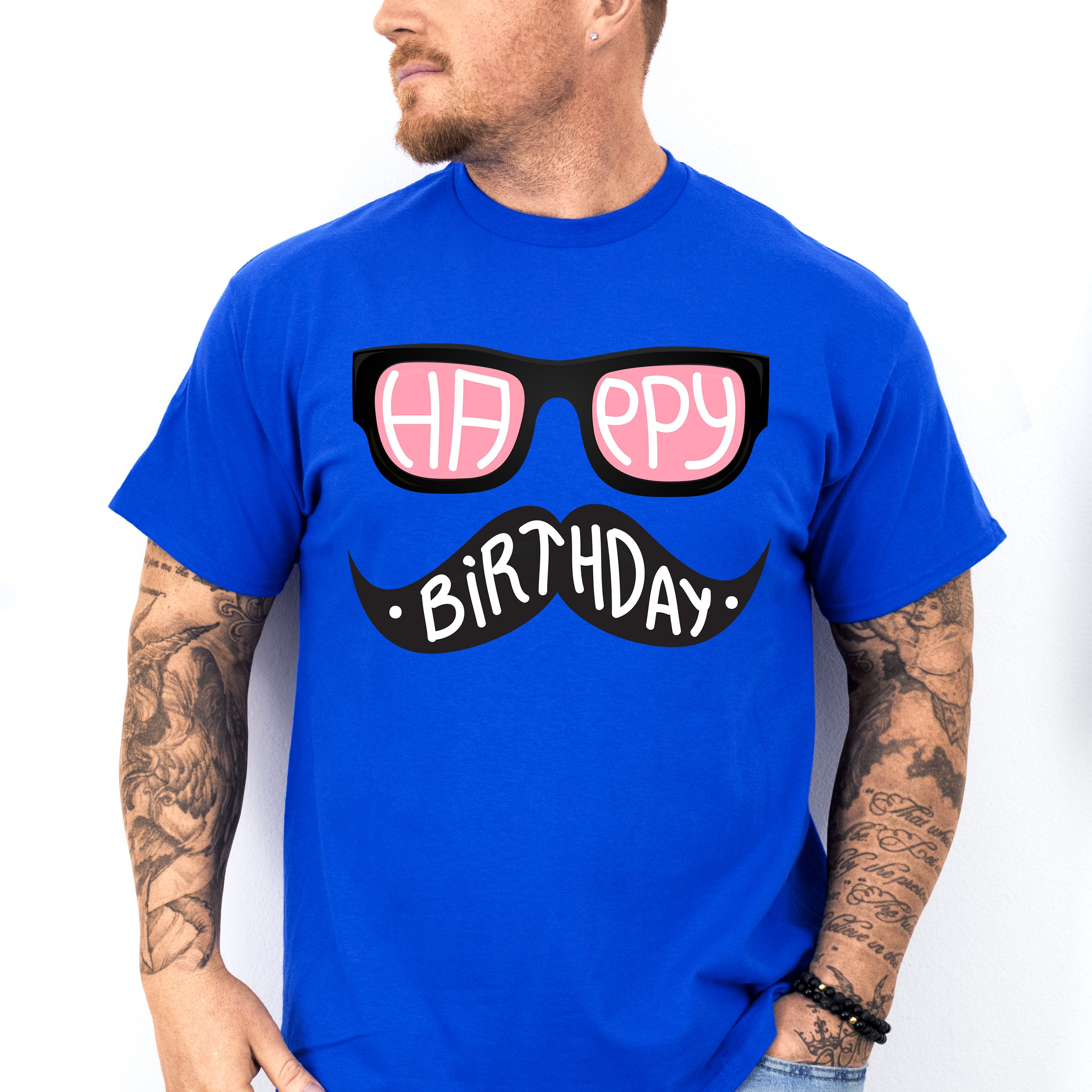 Happy Birthday Mustache Glasses - Birthday Unisex Crewneck T-Shirt Sweatshirt Hoodie