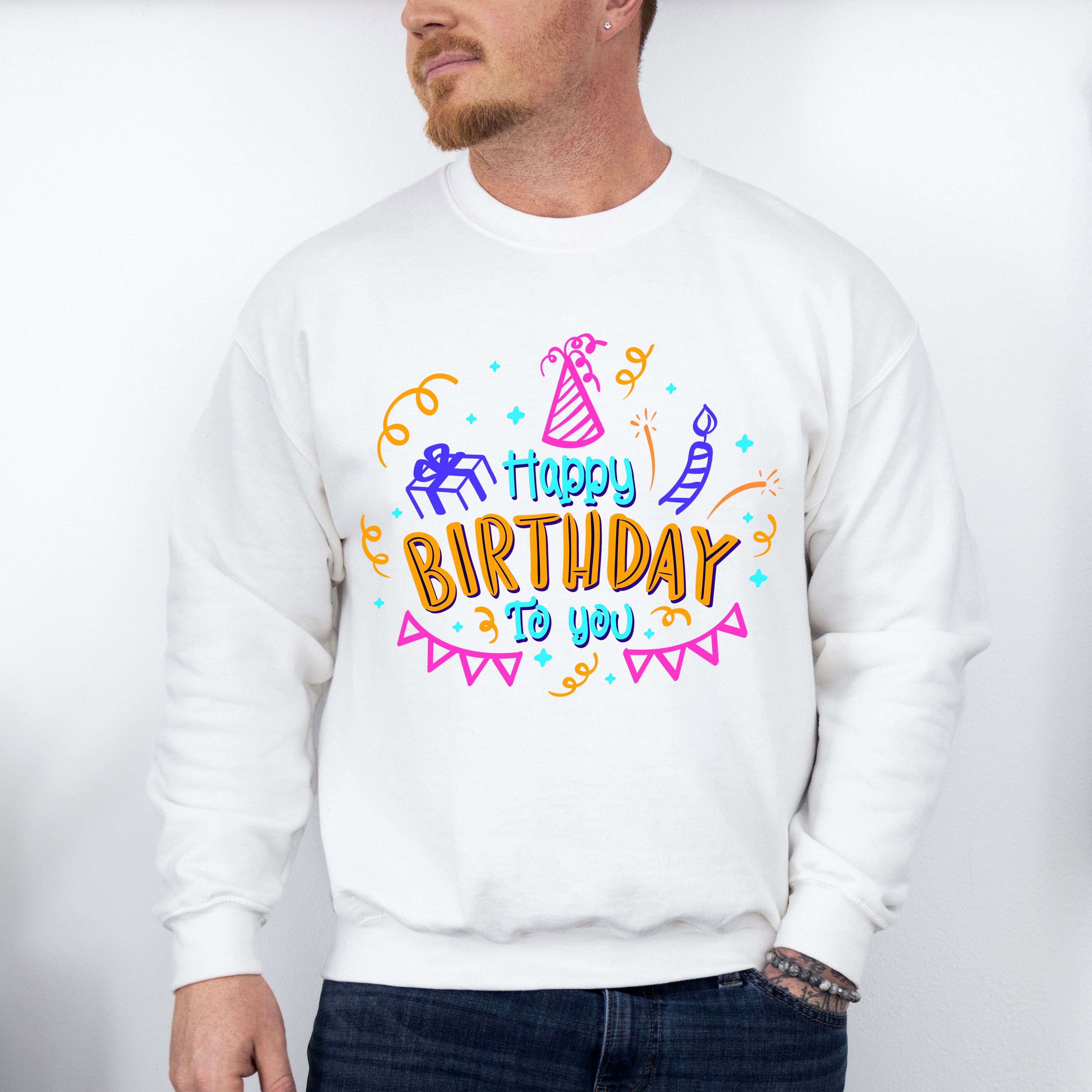 Happy Birthday Colourful Design - Birthday Unisex Crewneck T-Shirt Sweatshirt Hoodie