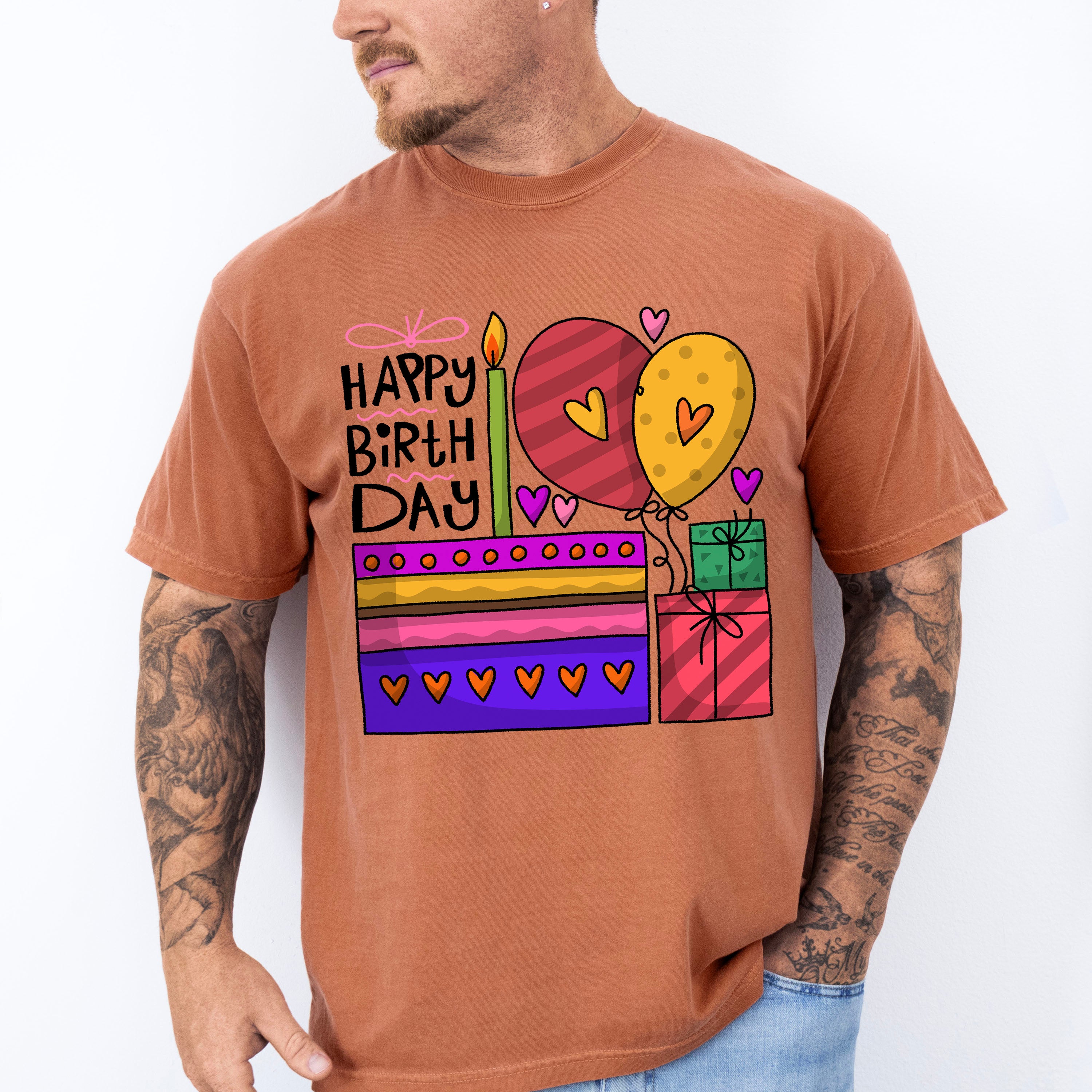 Happy Birthday Cake and Gifts - Birthday Unisex Crewneck T-Shirt Sweatshirt Hoodie