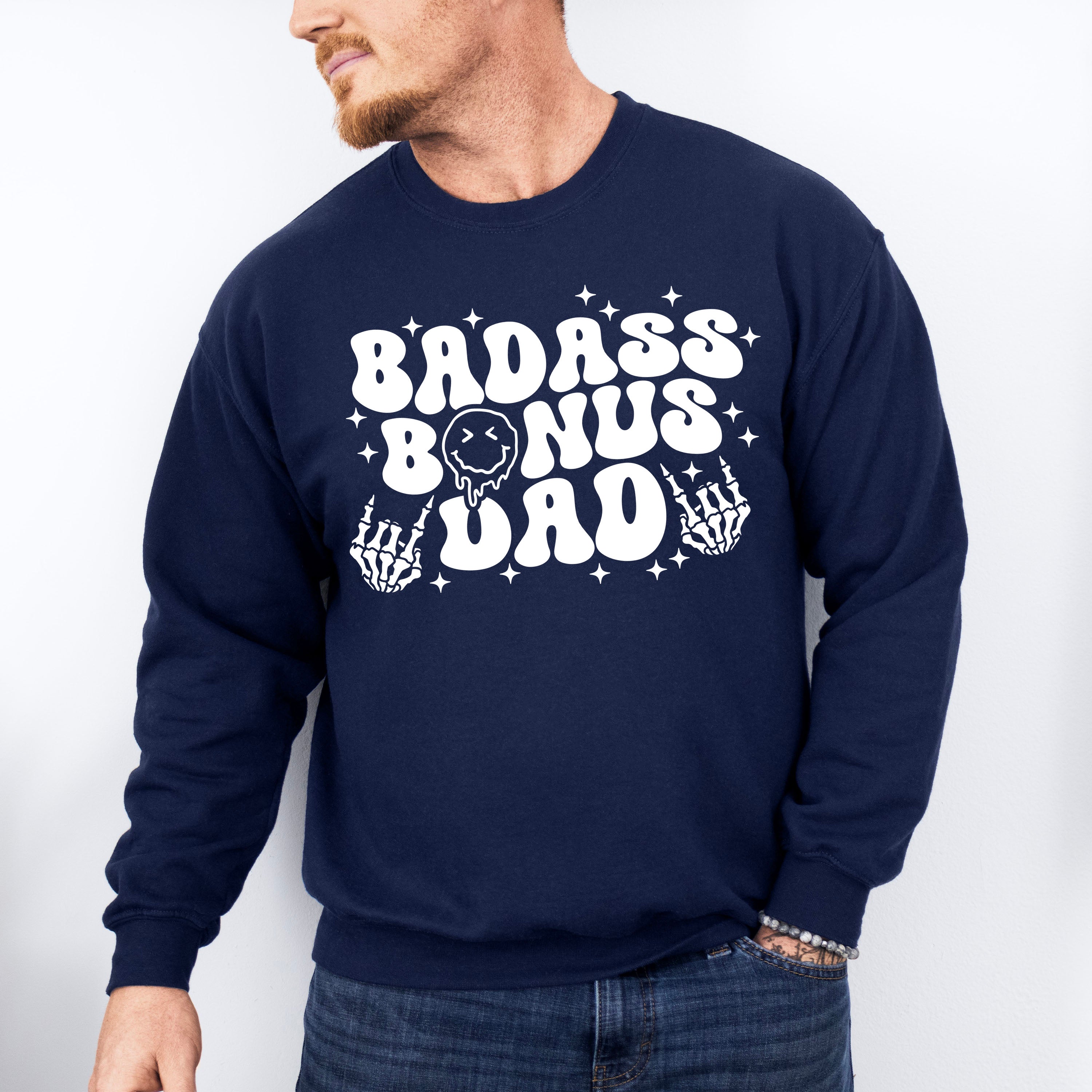 Badass Bonus Dad - Father's Day Unisex Crewneck T-Shirt Sweatshirt Hoodie