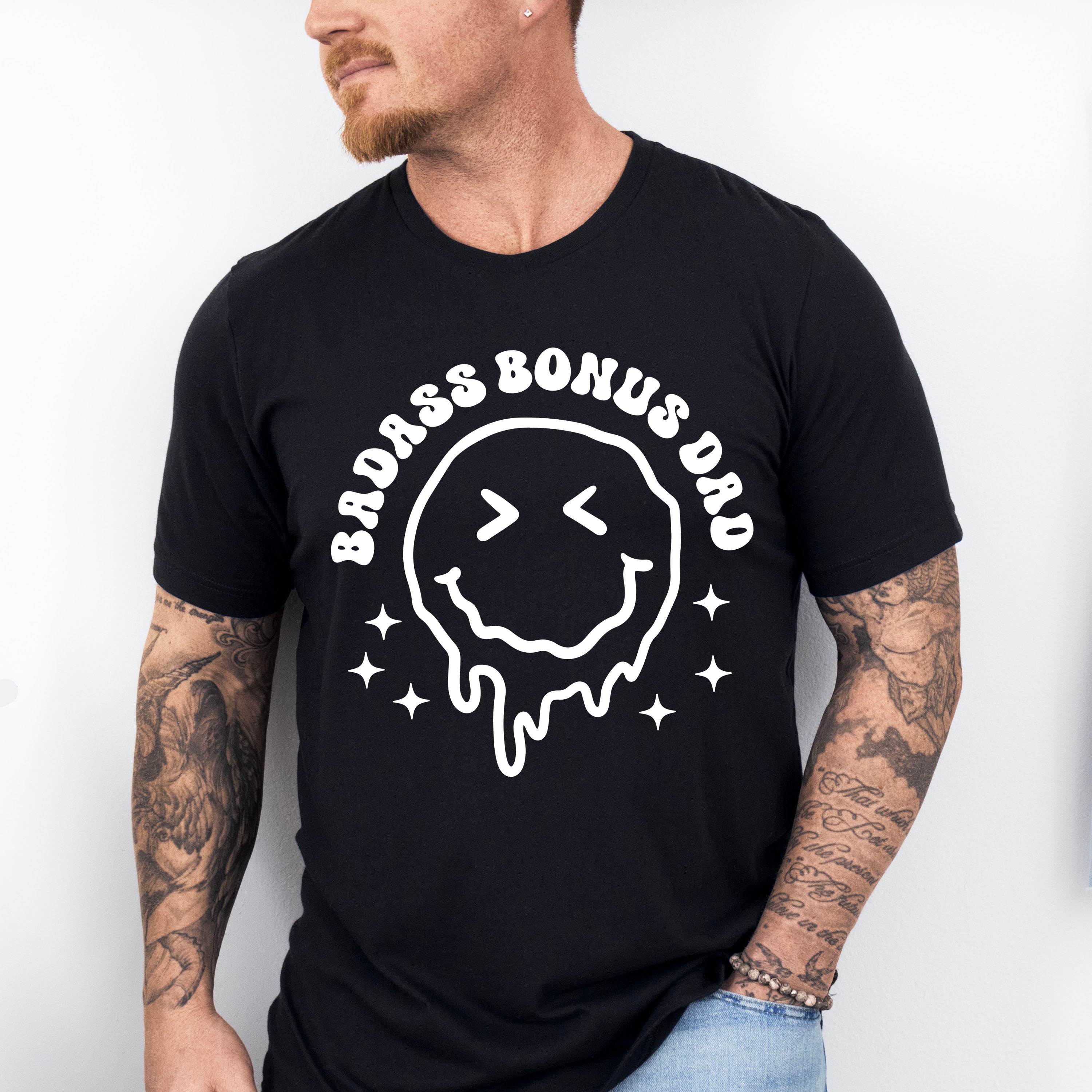 Badass Bonus Dad Smiley Design - Father's Day Unisex Crewneck T-Shirt Sweatshirt Hoodie