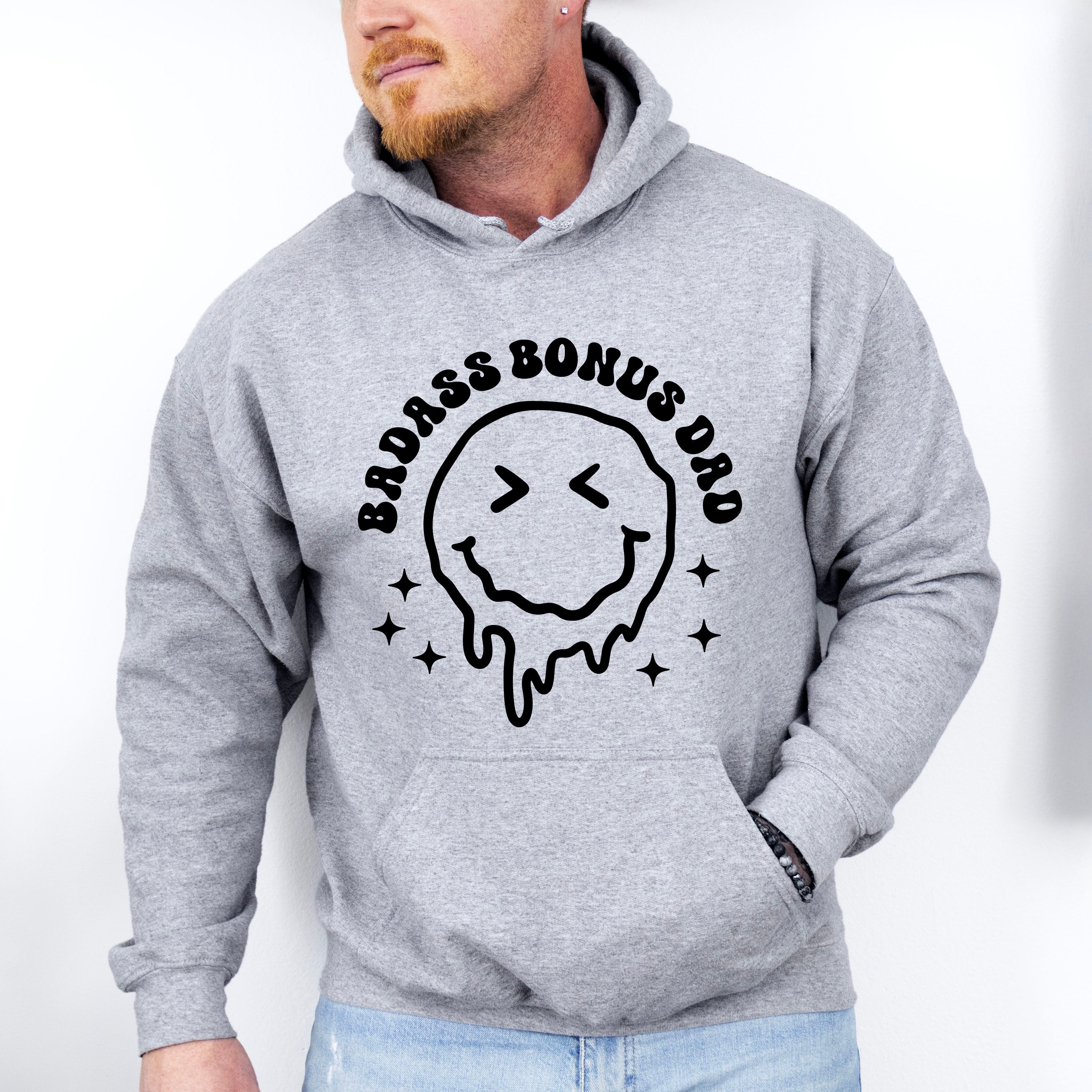 Badass Bonus Dad Smiley Design - Father's Day Unisex Crewneck T-Shirt Sweatshirt Hoodie
