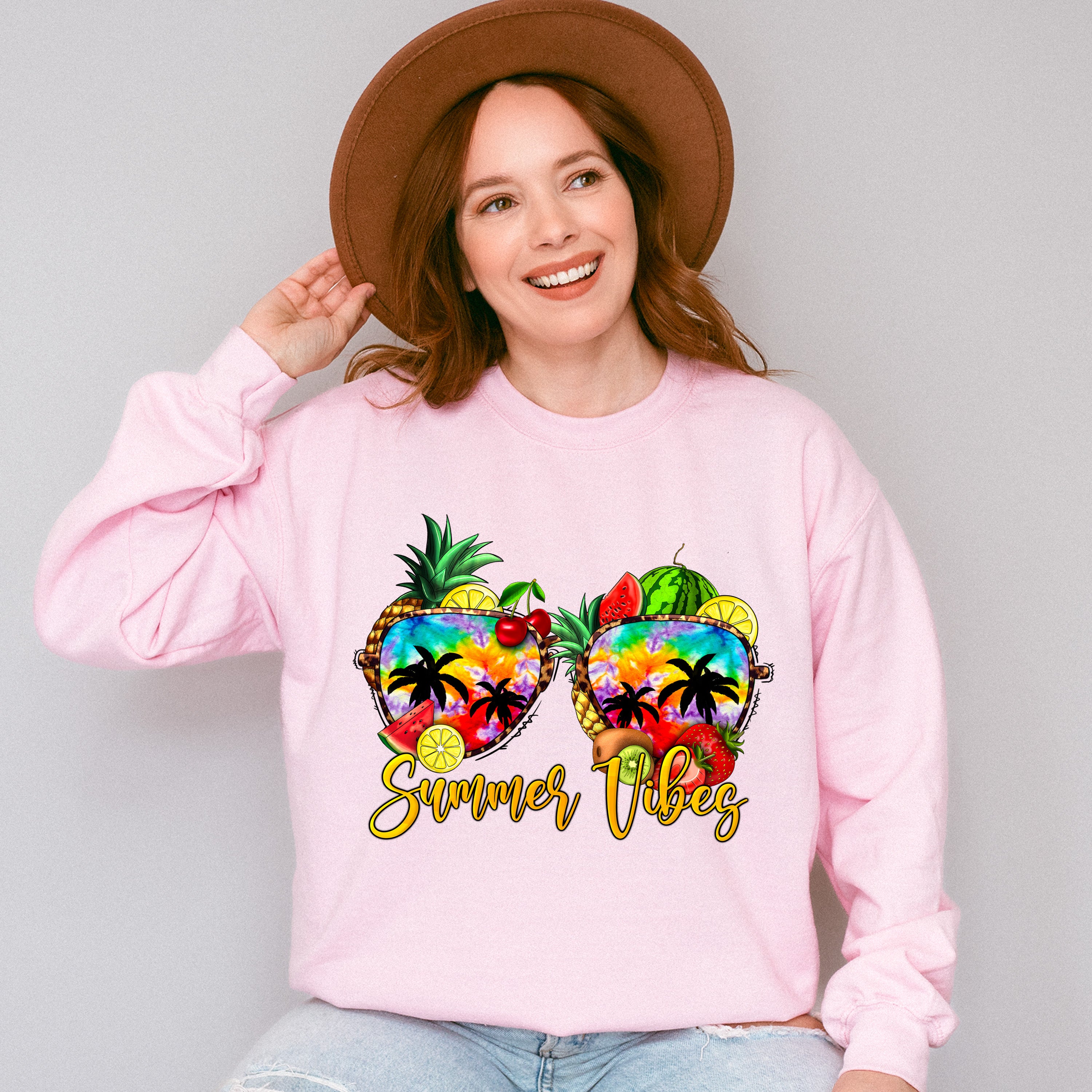 Summer Vibes Glasses - Summer Theme Unisex Crewneck T-Shirt Sweatshirt Hoodie