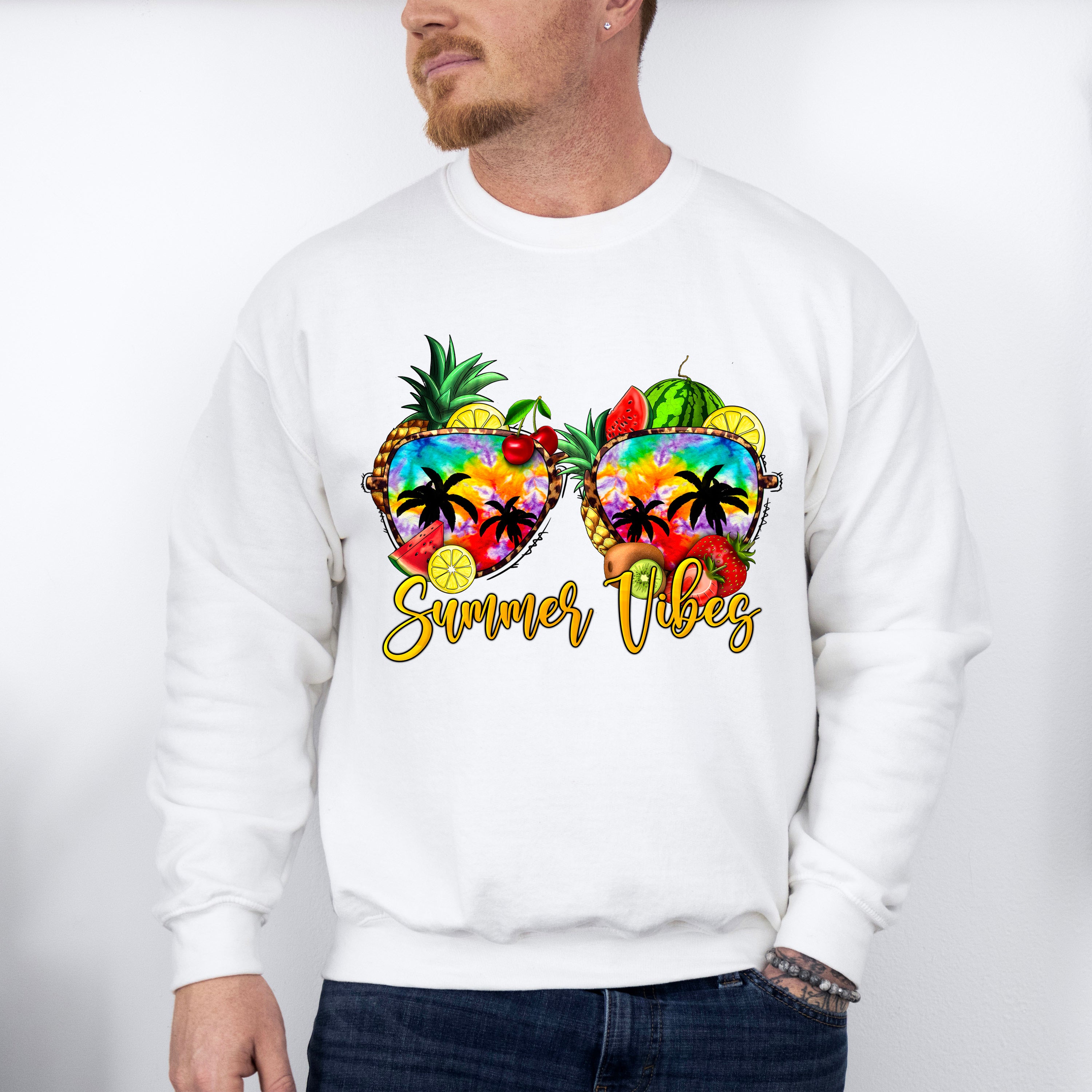 Summer Vibes Glasses - Summer Theme Unisex Crewneck T-Shirt Sweatshirt Hoodie