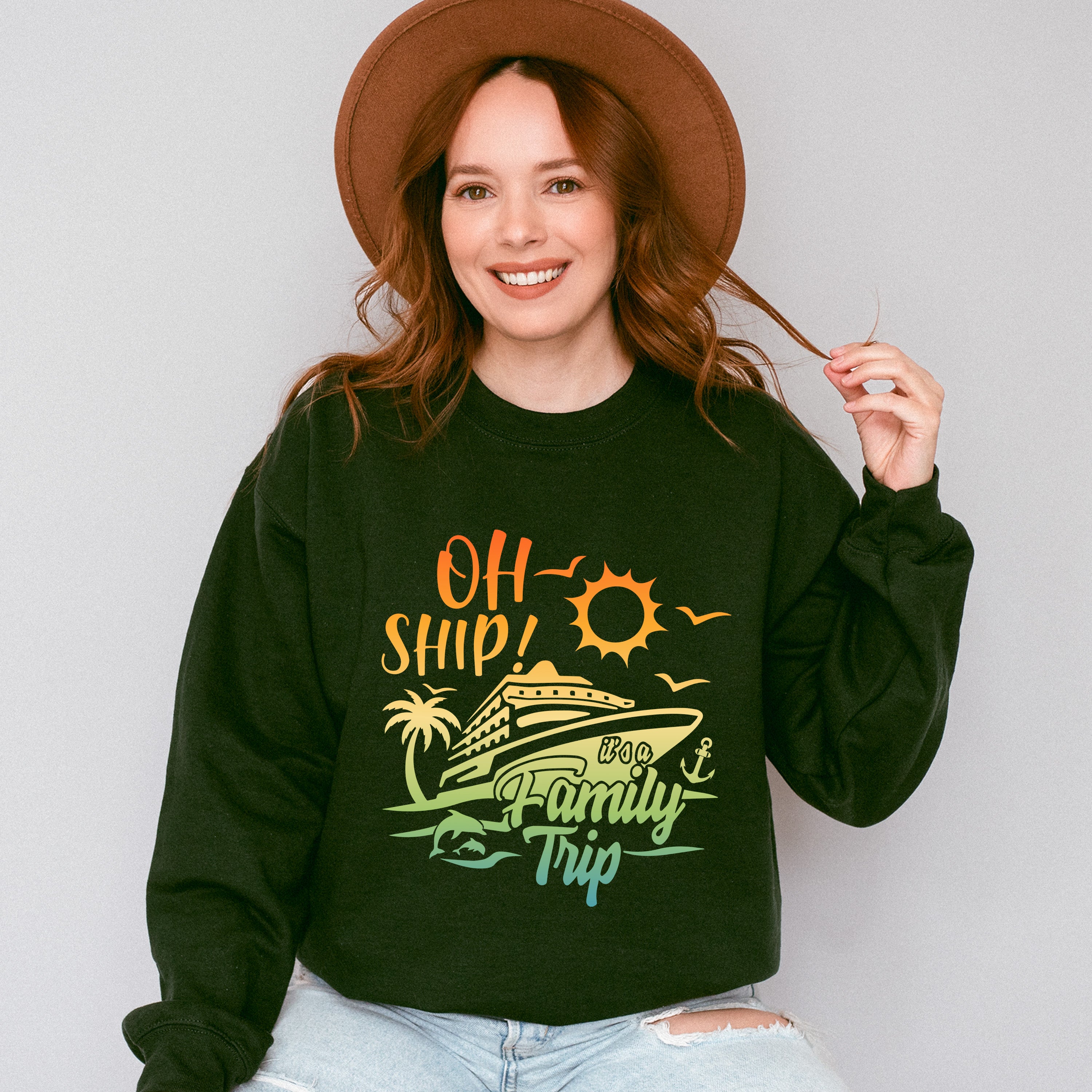 Oh Ship It's A Family Trip - Family Cruise Unisex Crewneck T-Shirt Sweatshirt Hoodie
