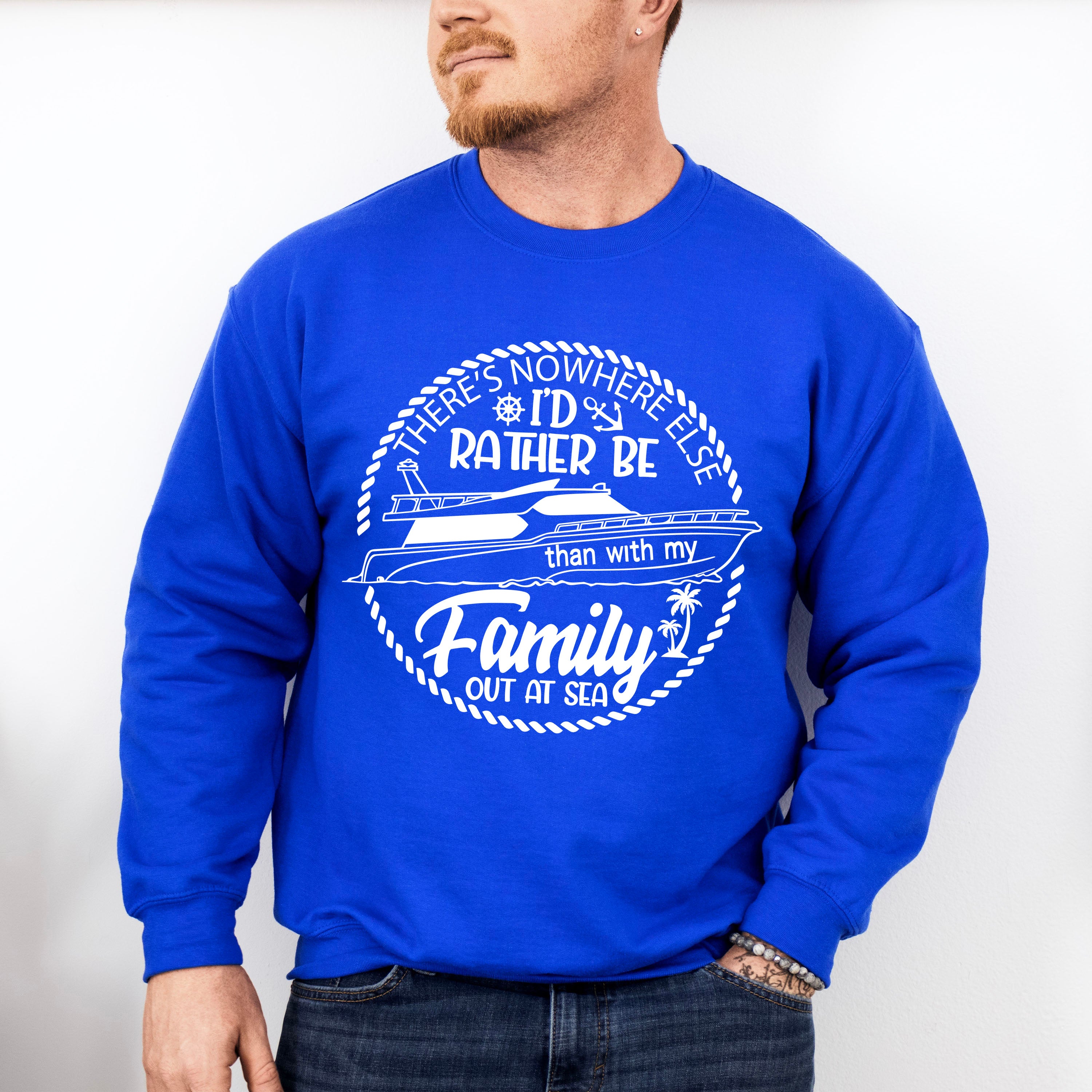 Family Out At Sea Black and White - Family Cruise Unisex Crewneck T-Shirt Sweatshirt Hoodie