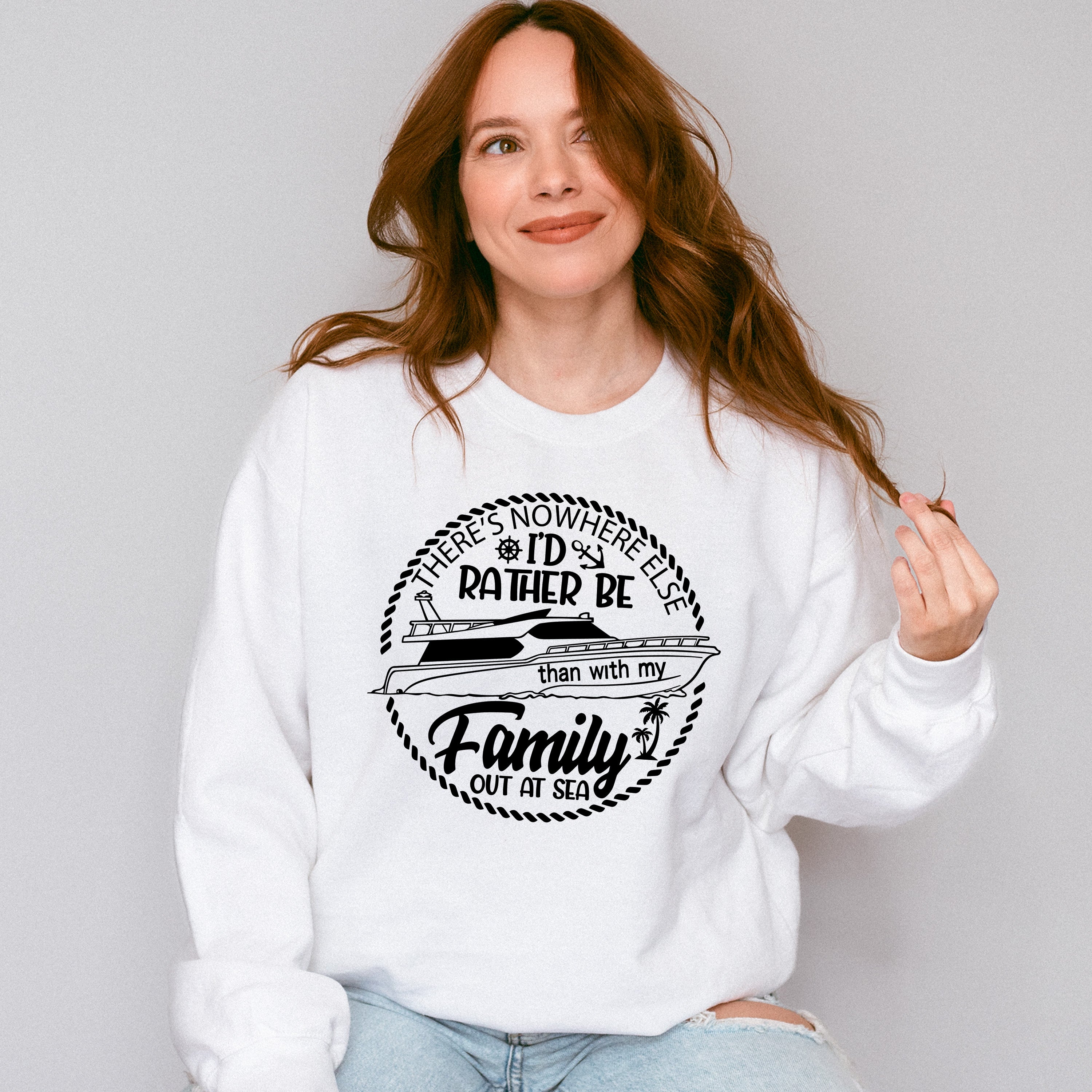 Family Out At Sea Black and White - Family Cruise Unisex Crewneck T-Shirt Sweatshirt Hoodie