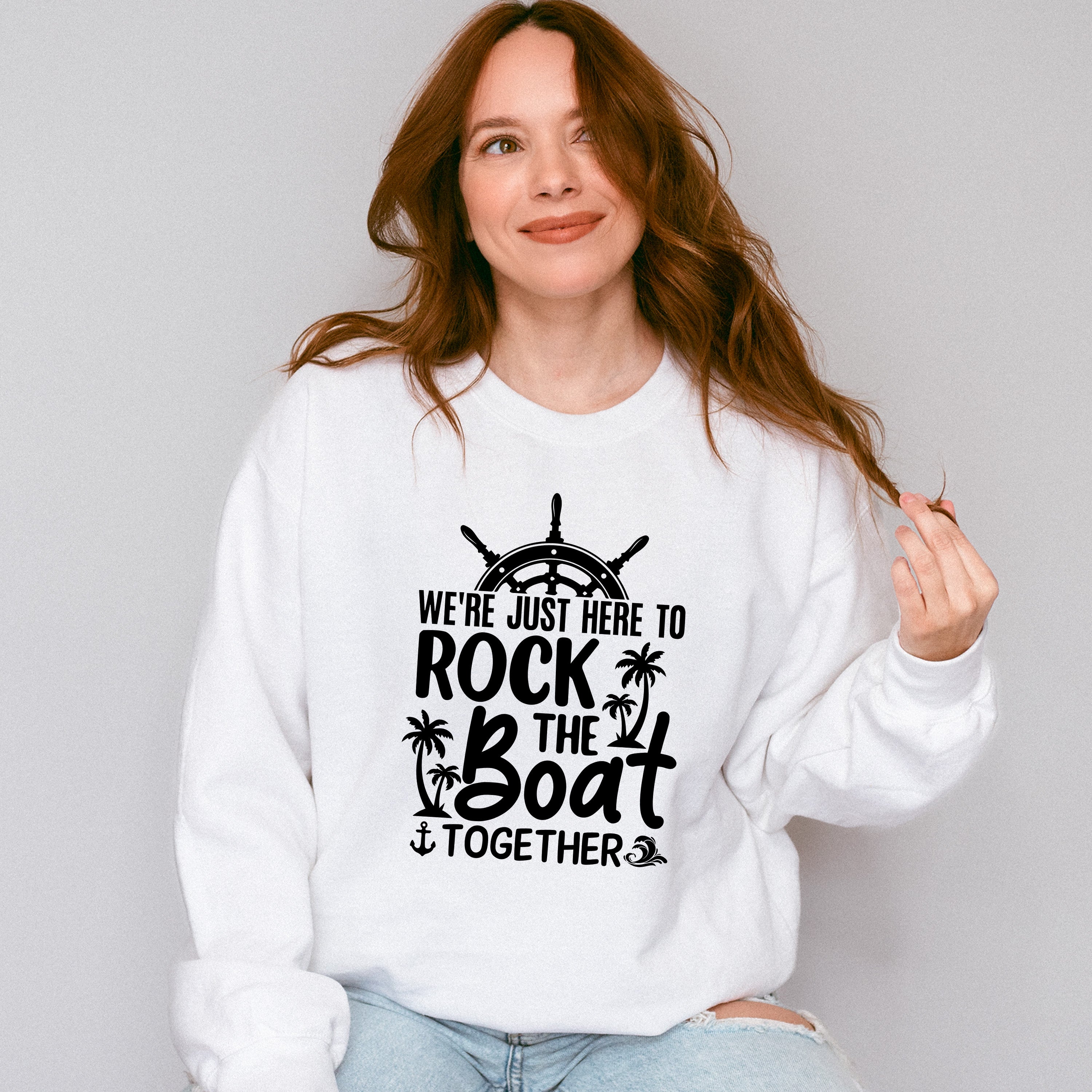 Rock The Boat Black And White - Family Cruise Unisex Crewneck T-Shirt Sweatshirt Hoodie