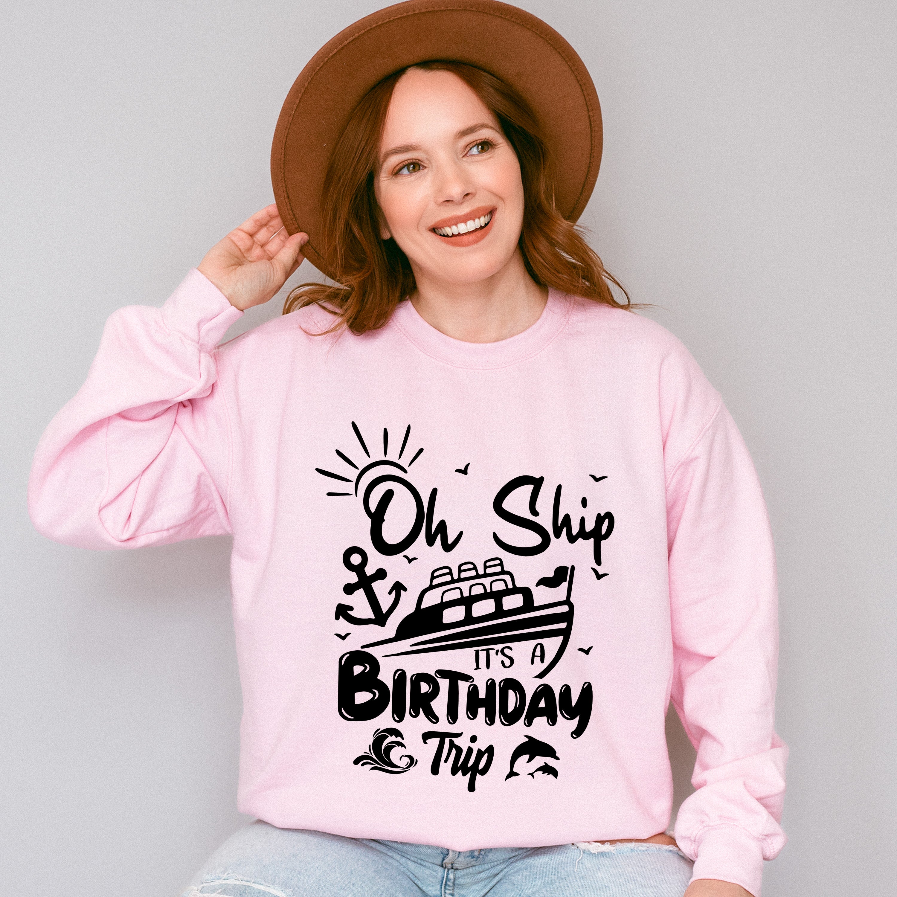 It's A Birthday Trip Black And White - Family Cruise Unisex Crewneck T-Shirt Sweatshirt Hoodie