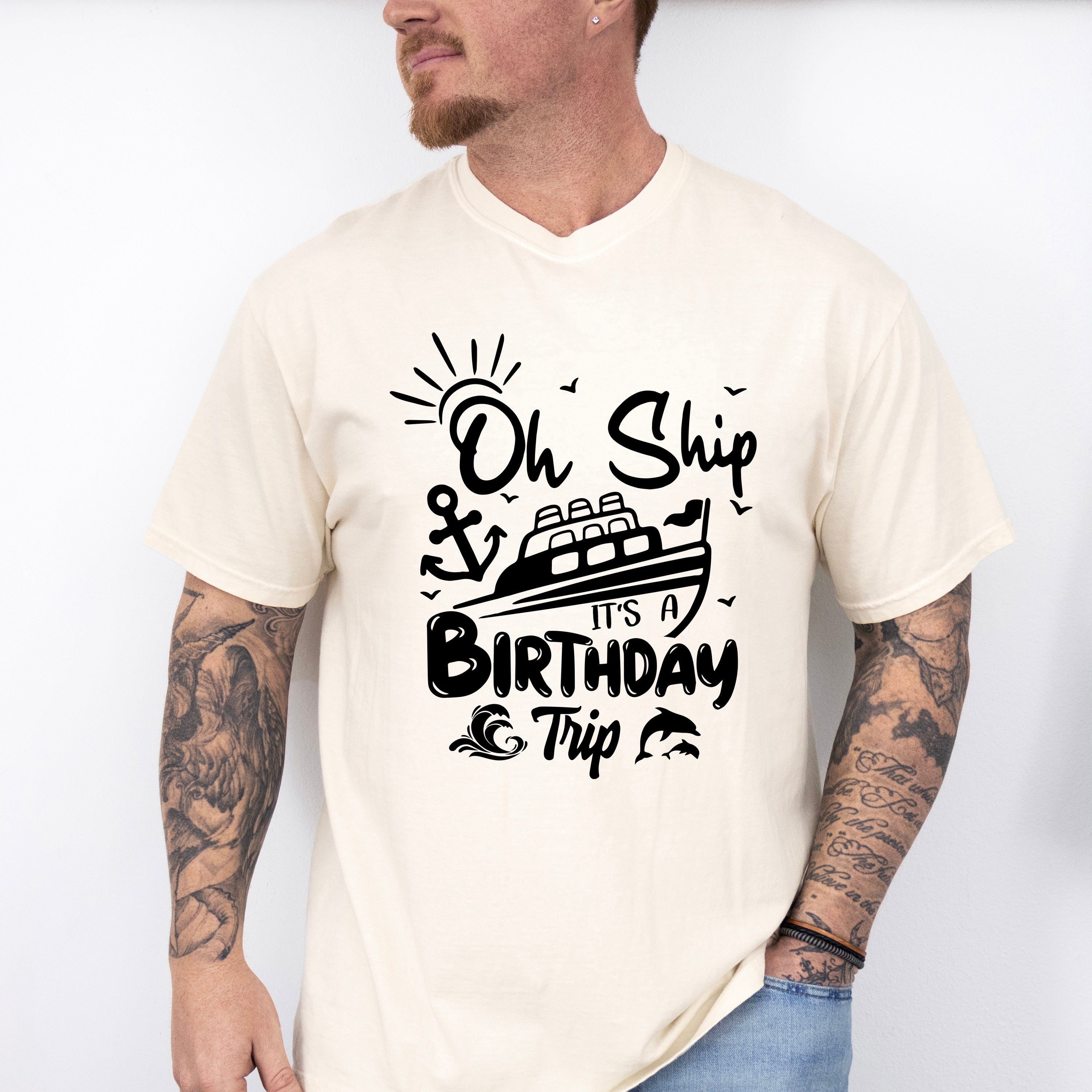 It's A Birthday Trip Black And White - Family Cruise Unisex Crewneck T-Shirt Sweatshirt Hoodie