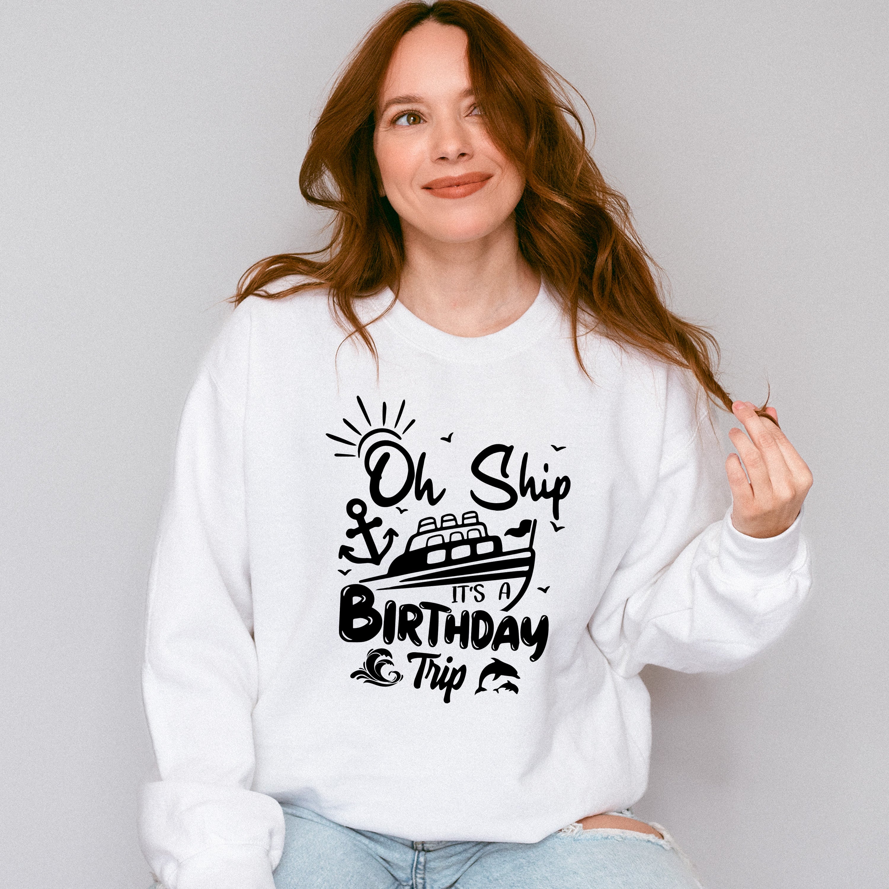 It's A Birthday Trip Black And White - Family Cruise Unisex Crewneck T-Shirt Sweatshirt Hoodie