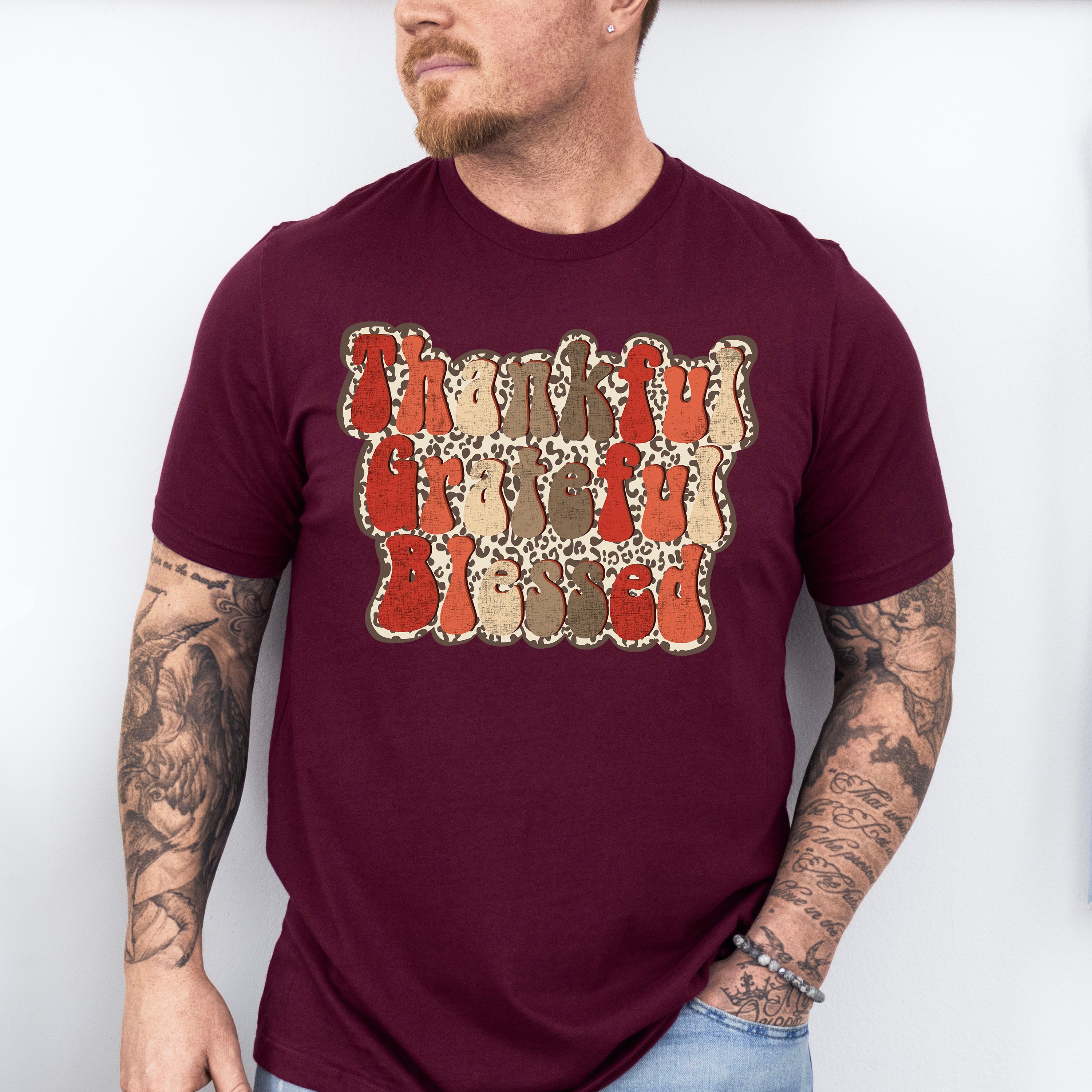 Thankful Grateful Blessed - Thanksgiving Theme Unisex Crewneck T-Shirt Sweatshirt Hoodie