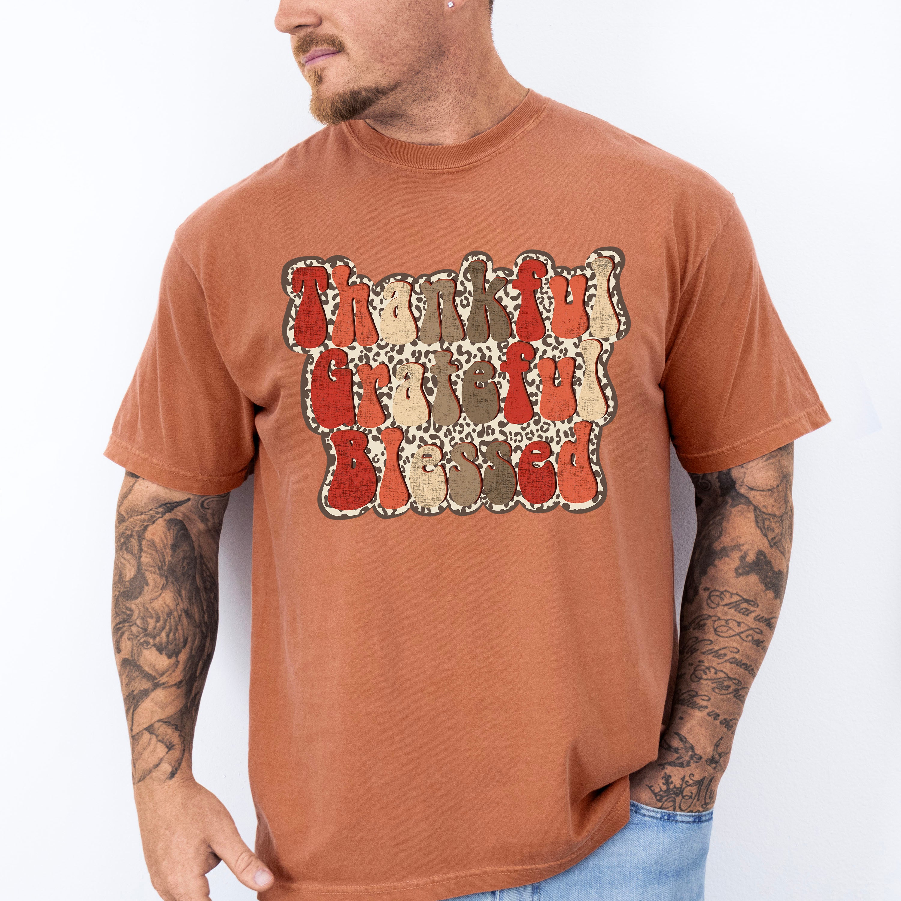 Thankful Grateful Blessed - Thanksgiving Theme Unisex Crewneck T-Shirt Sweatshirt Hoodie