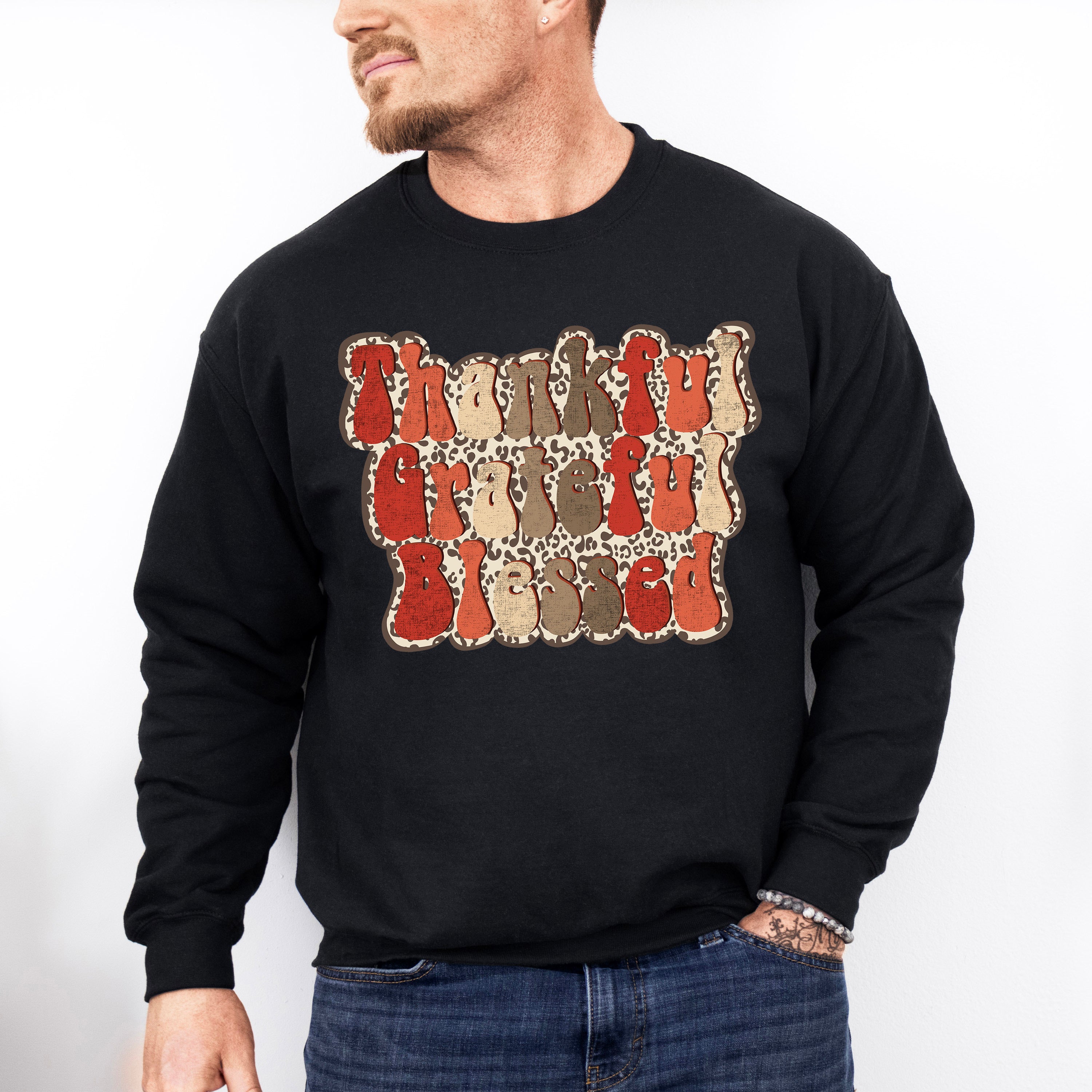 Thankful Grateful Blessed - Thanksgiving Theme Unisex Crewneck T-Shirt Sweatshirt Hoodie