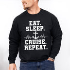 Eat Sleep Cruise Repeat - Family Cruise Unisex Crewneck T-Shirt Sweatshirt Hoodie
