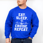Eat Sleep Cruise Repeat - Family Cruise Unisex Crewneck T-Shirt Sweatshirt Hoodie