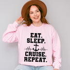 Eat Sleep Cruise Repeat - Family Cruise Unisex Crewneck T-Shirt Sweatshirt Hoodie