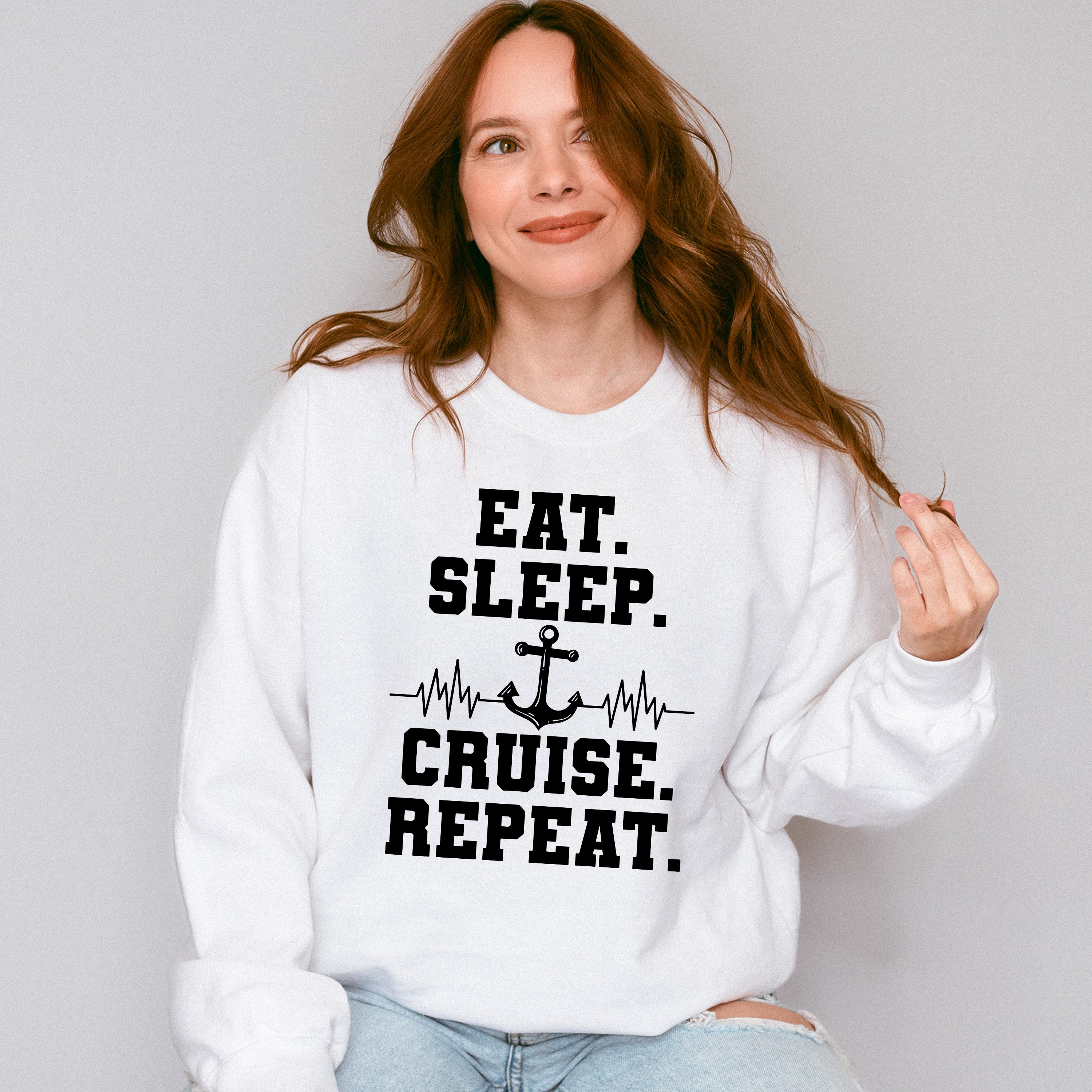 Eat Sleep Cruise Repeat - Family Cruise Unisex Crewneck T-Shirt Sweatshirt Hoodie
