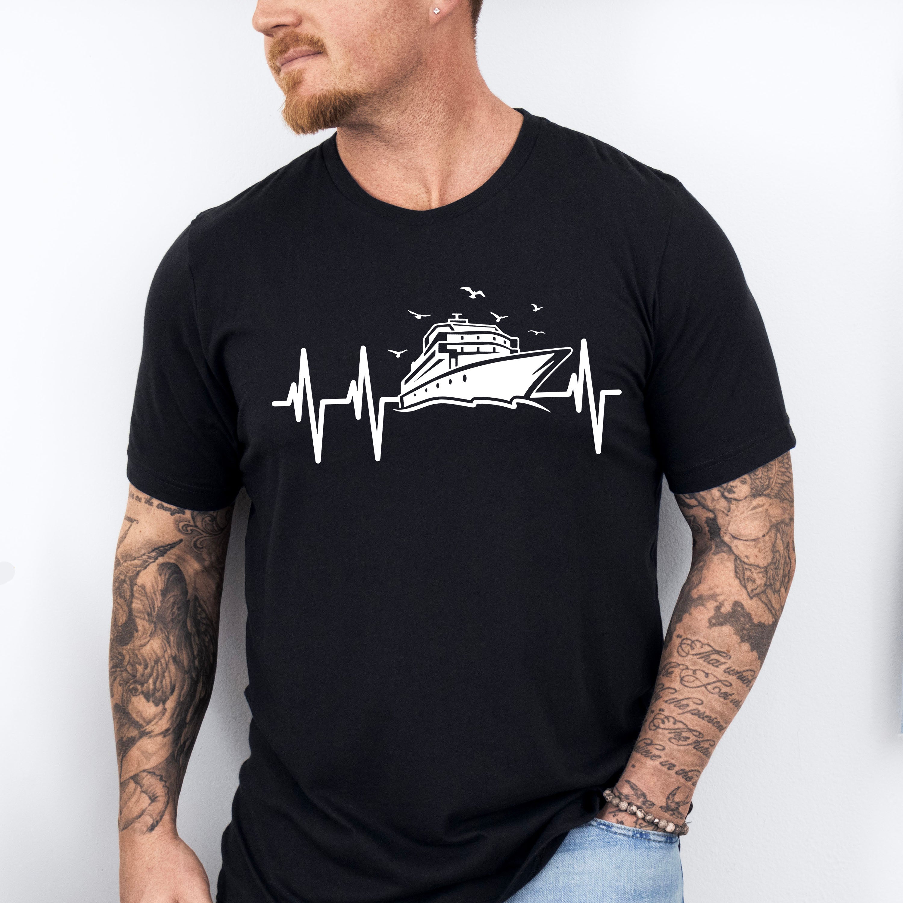 Cruise Ship Heartbeat Design - Family Cruise Unisex Crewneck T-Shirt Sweatshirt Hoodie