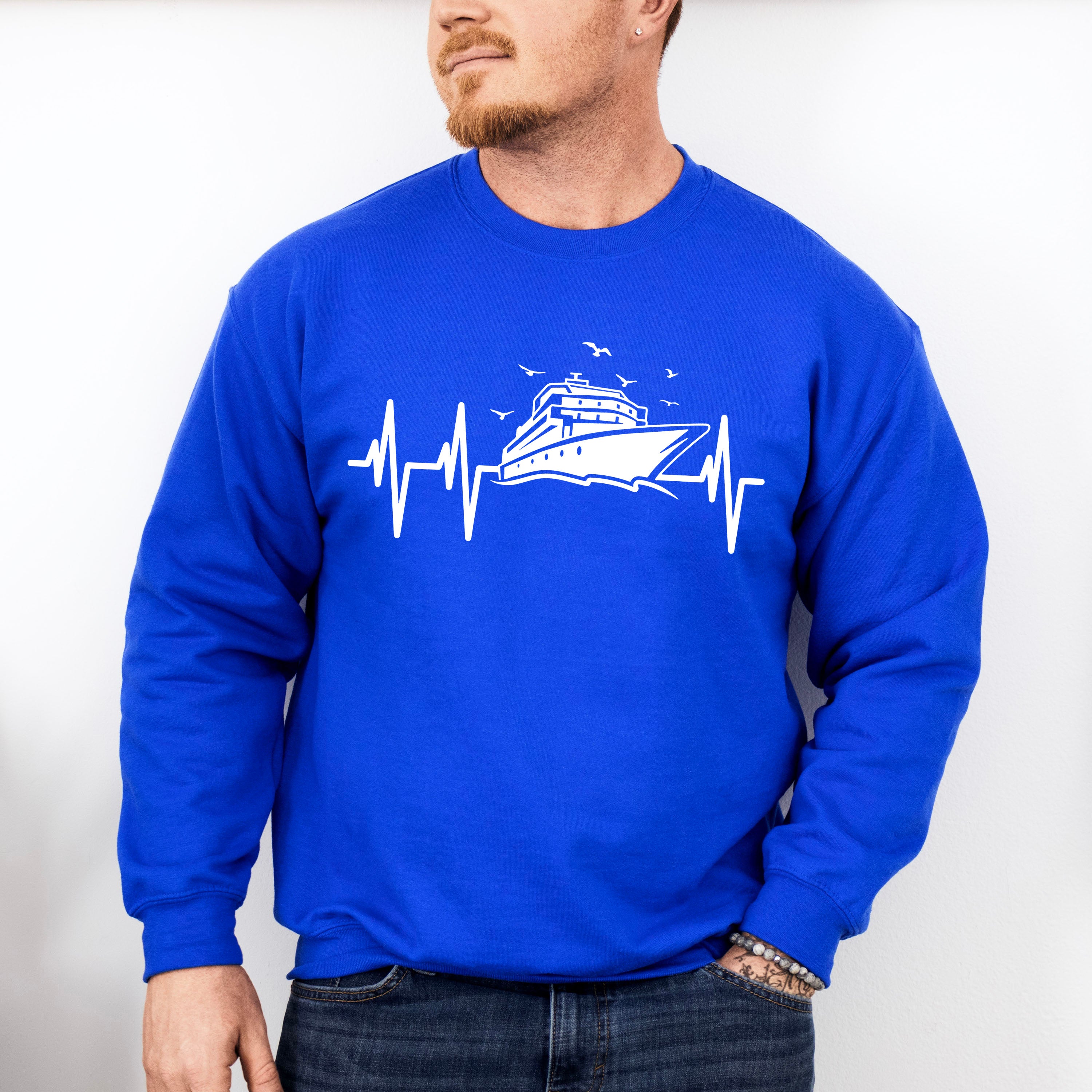 Cruise Ship Heartbeat Design - Family Cruise Unisex Crewneck T-Shirt Sweatshirt Hoodie