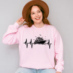 Cruise Ship Heartbeat Design - Family Cruise Unisex Crewneck T-Shirt Sweatshirt Hoodie