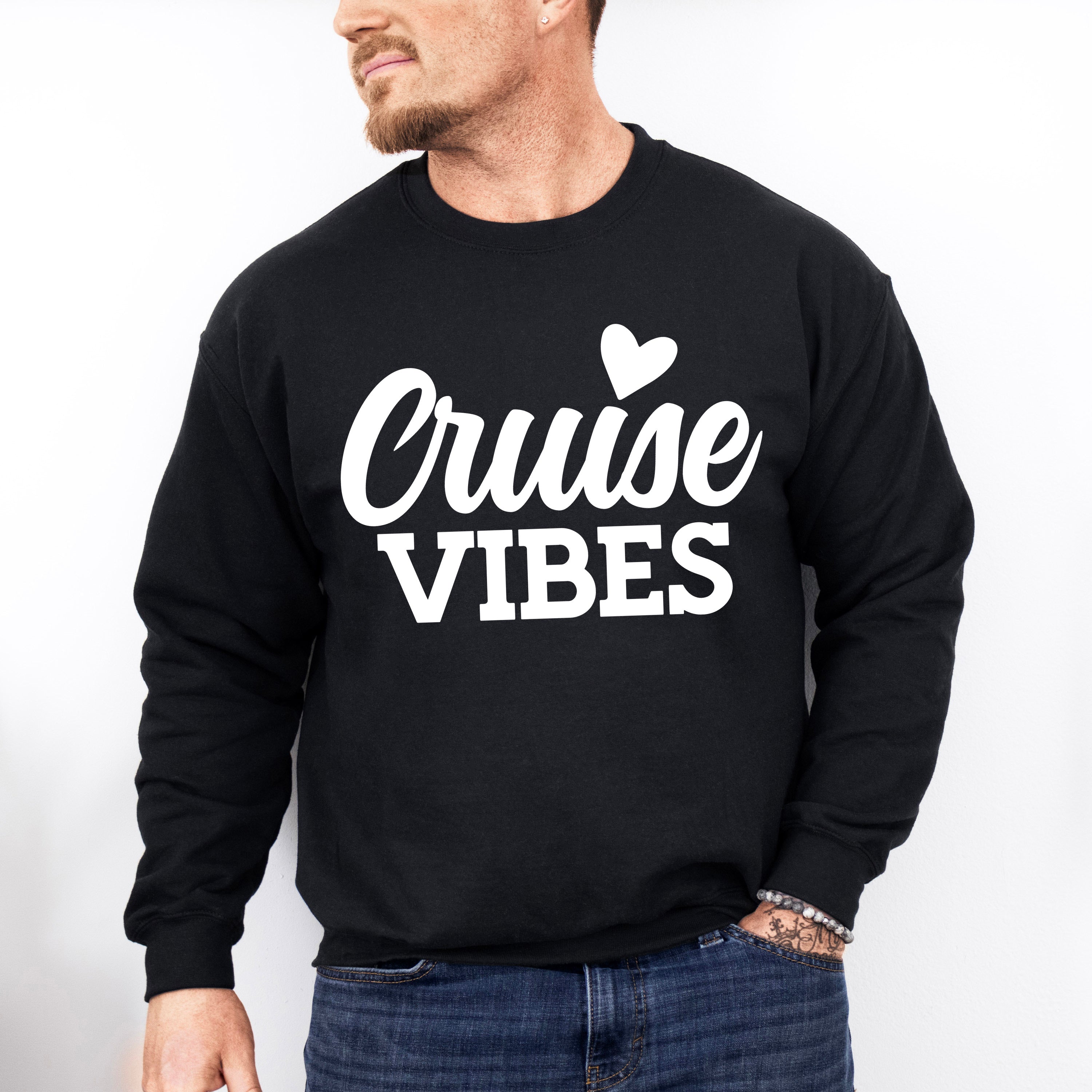 Cruise Vibes Heart - Family Cruise Unisex Crewneck T-Shirt Sweatshirt Hoodie