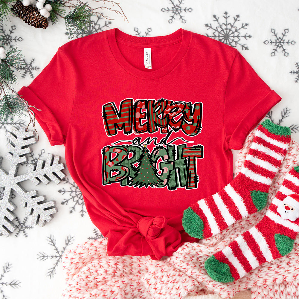 Merry And Bright - Christmas Unisex Crewneck T-Shirt Sweatshirt Hoodie