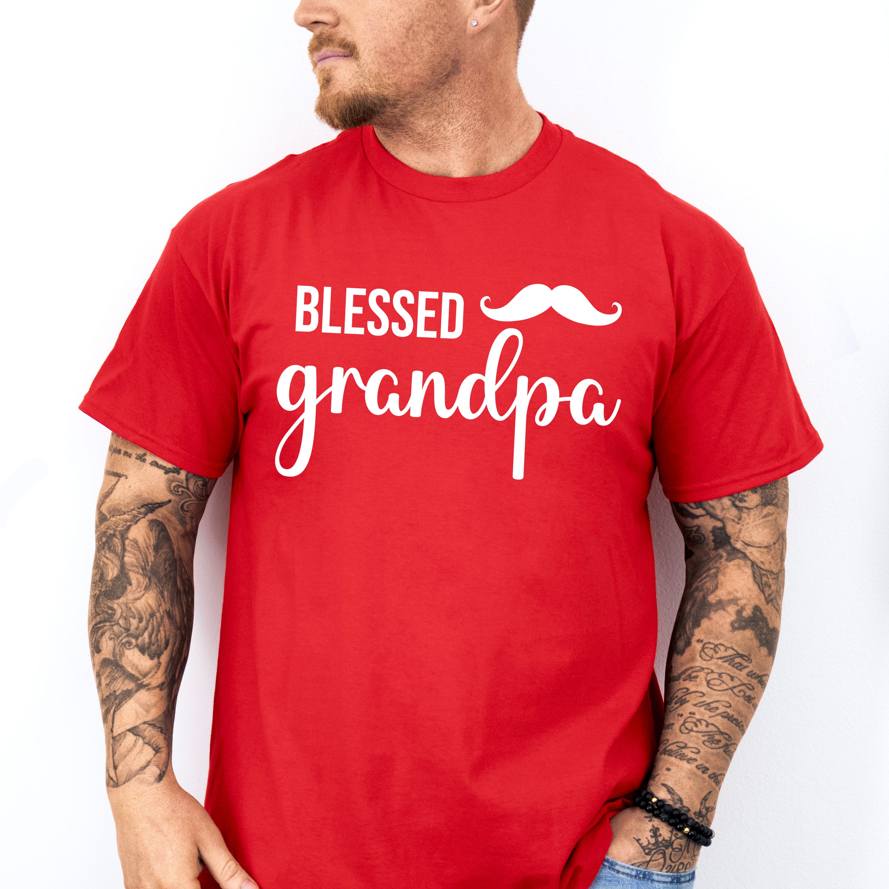 Blessed Grandpa Mustache Design - Grandpa Unisex Crewneck T-Shirt Sweatshirt Hoodie