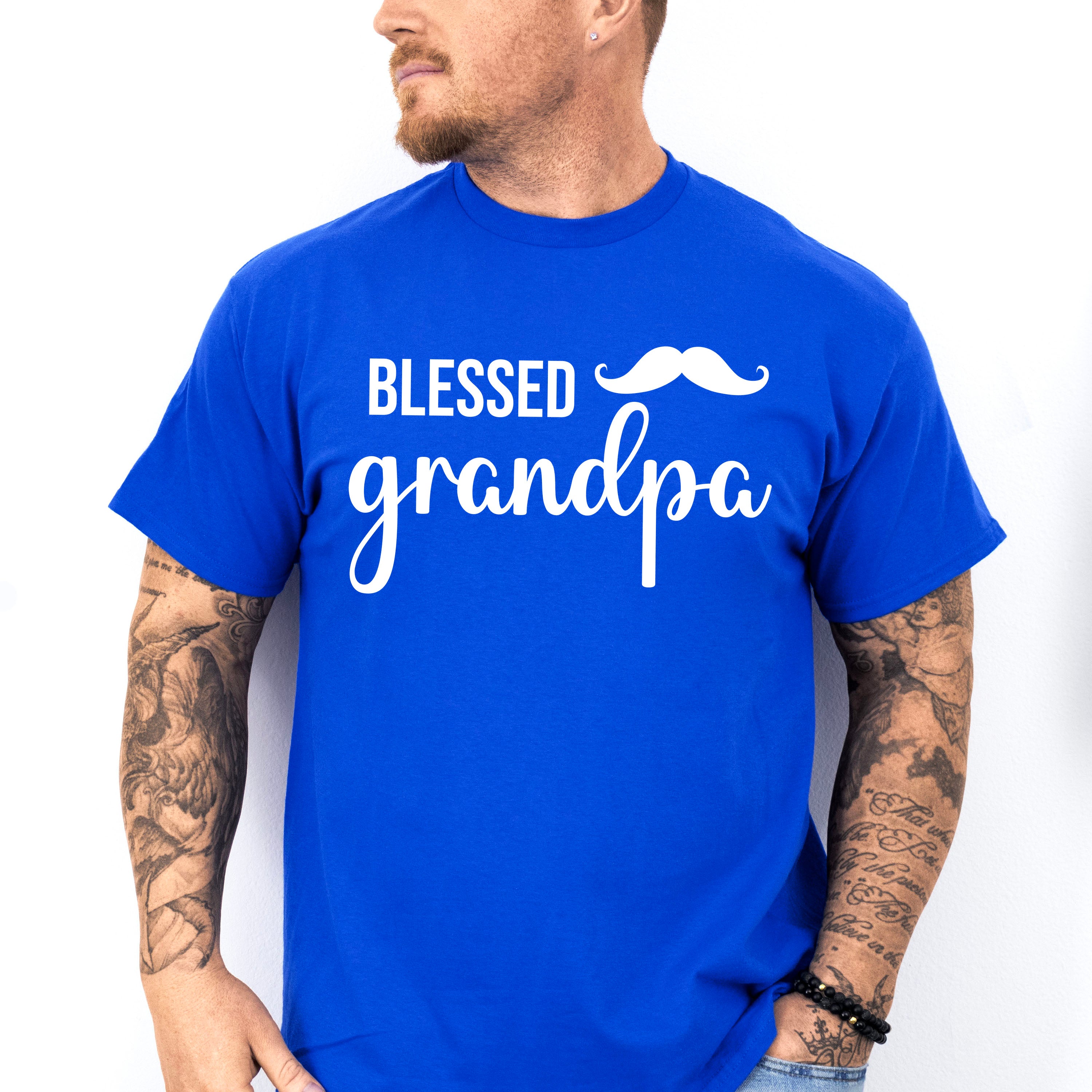 Blessed Grandpa Mustache Design - Grandpa Unisex Crewneck T-Shirt Sweatshirt Hoodie