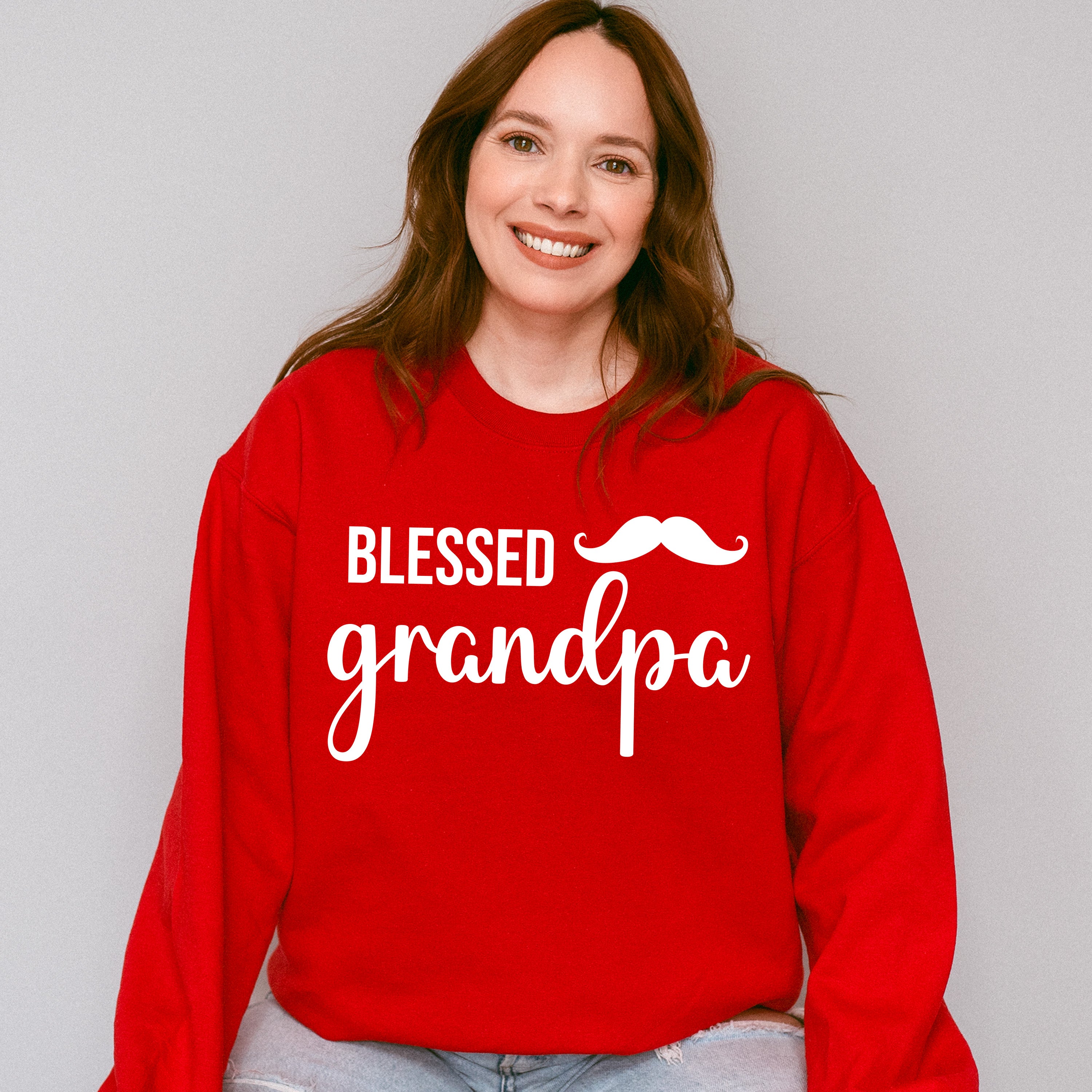 Blessed Grandpa Mustache Design - Grandpa Unisex Crewneck T-Shirt Sweatshirt Hoodie