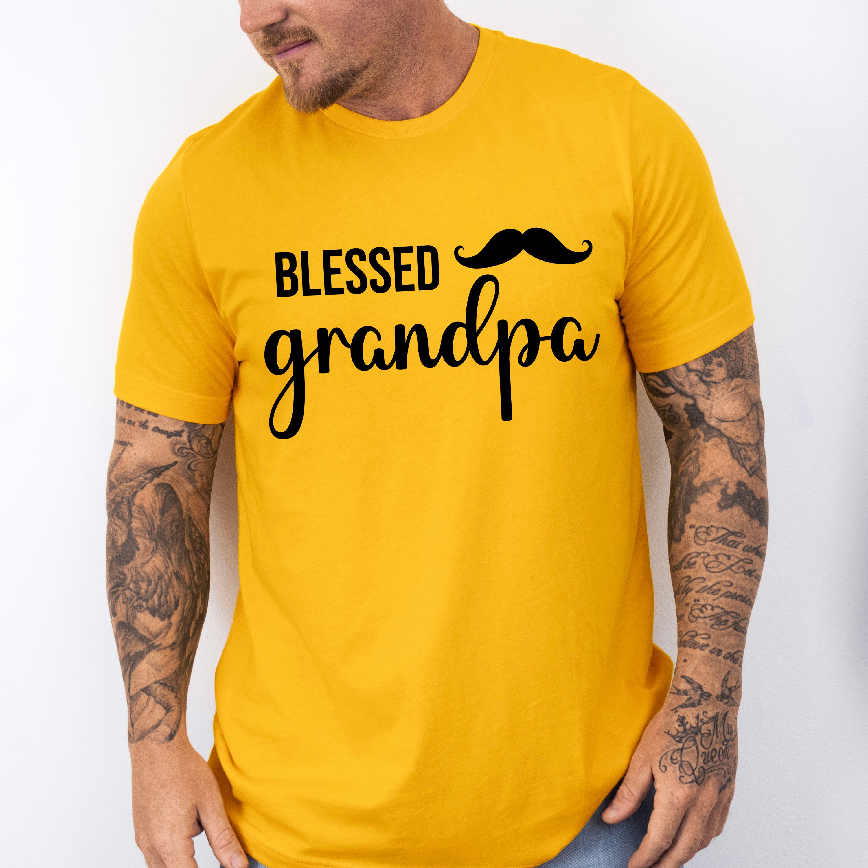 Blessed Grandpa Mustache Design - Grandpa Unisex Crewneck T-Shirt Sweatshirt Hoodie