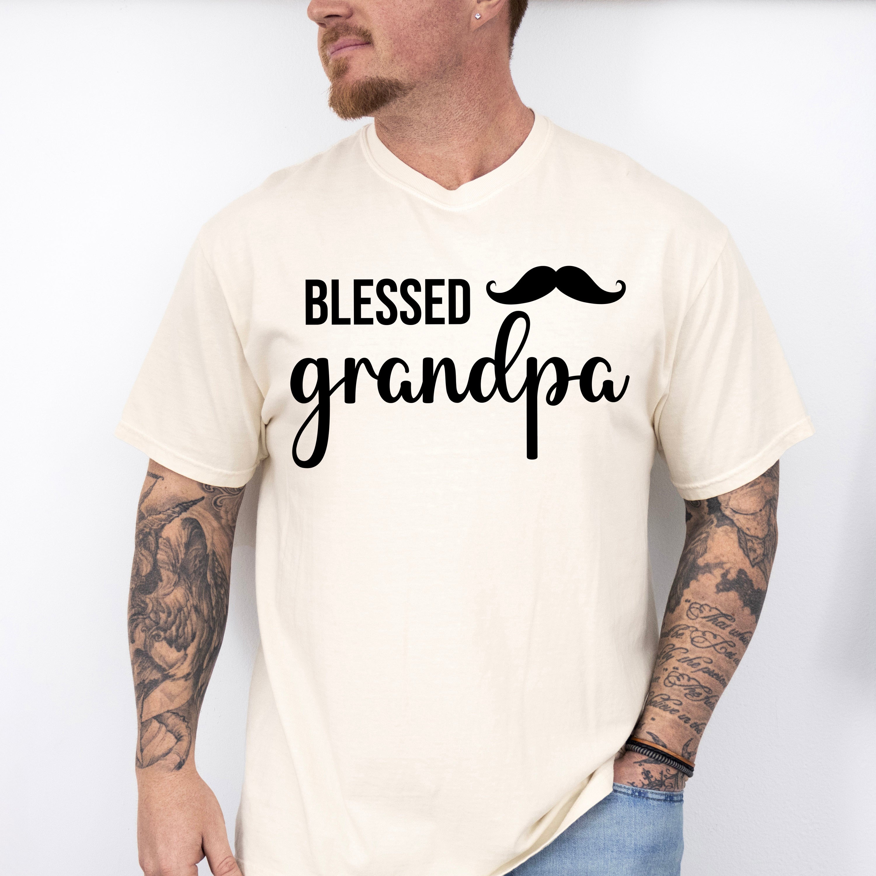 Blessed Grandpa Mustache Design - Grandpa Unisex Crewneck T-Shirt Sweatshirt Hoodie