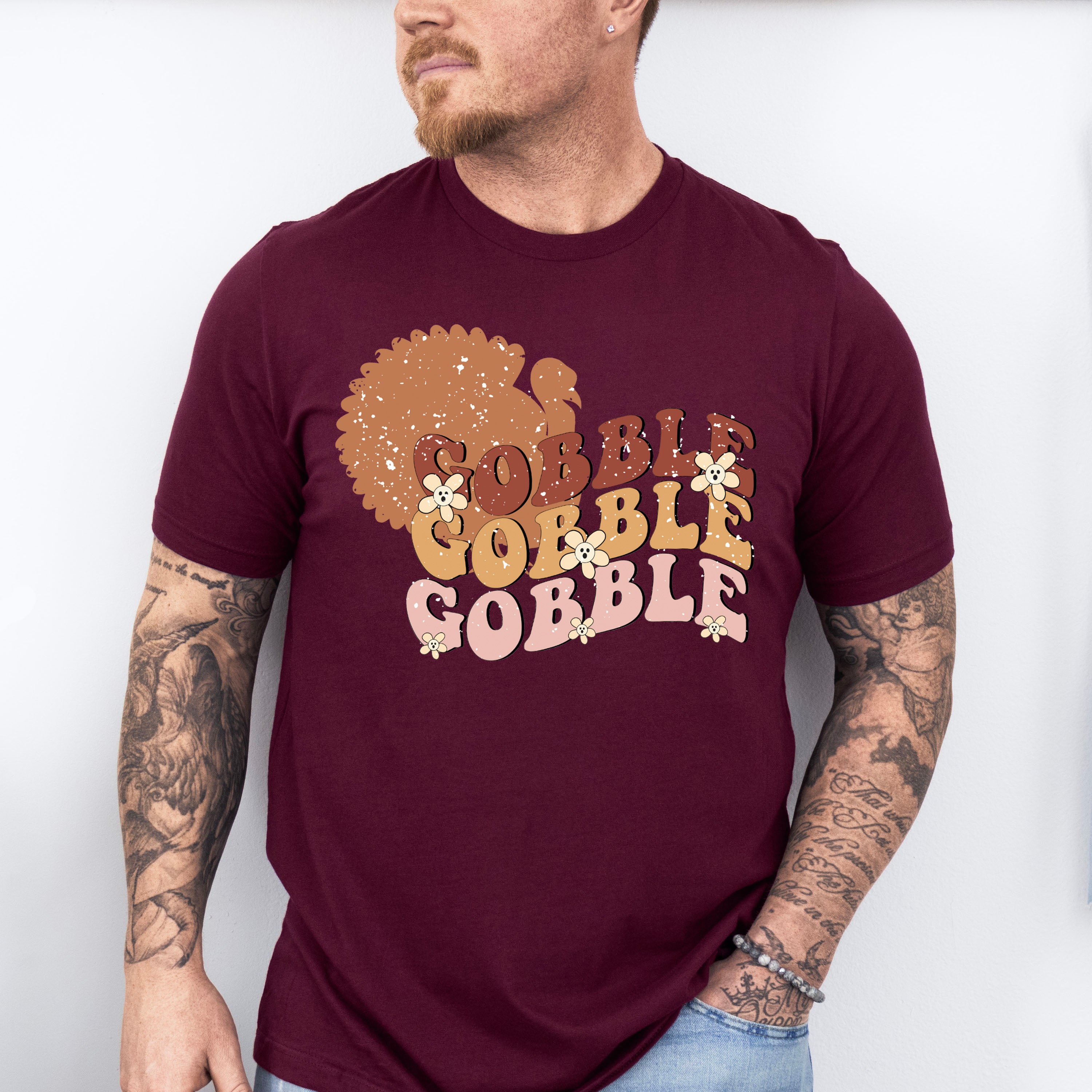 Gobble Turkey Silhouette - Thanksgiving Theme Unisex Crewneck T-Shirt Sweatshirt Hoodie